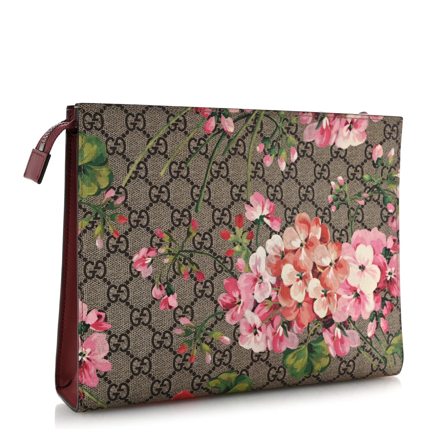 GG Supreme Monogram Blooms Large Cosmetic Case Beige Multicolor Dry Rose