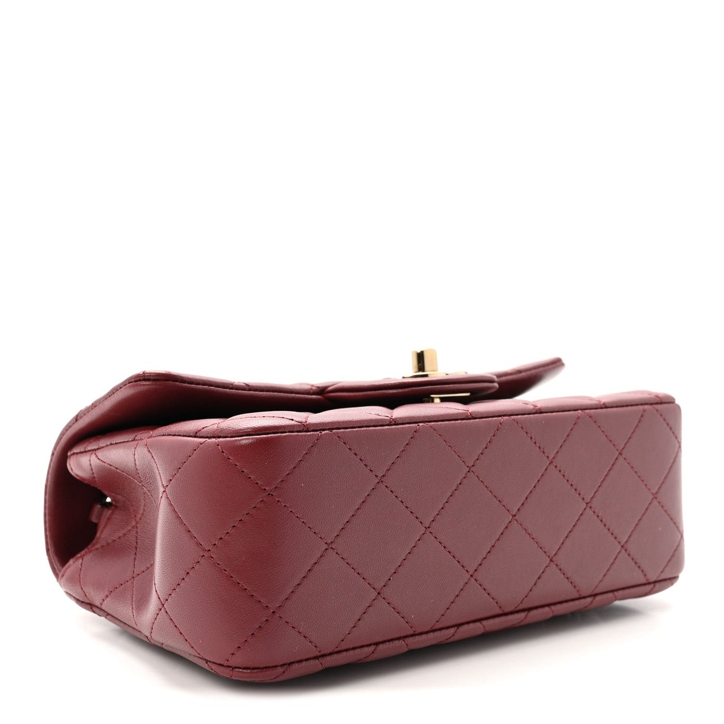 Lambskin Quilted Mini Rectangular Flap Burgundy