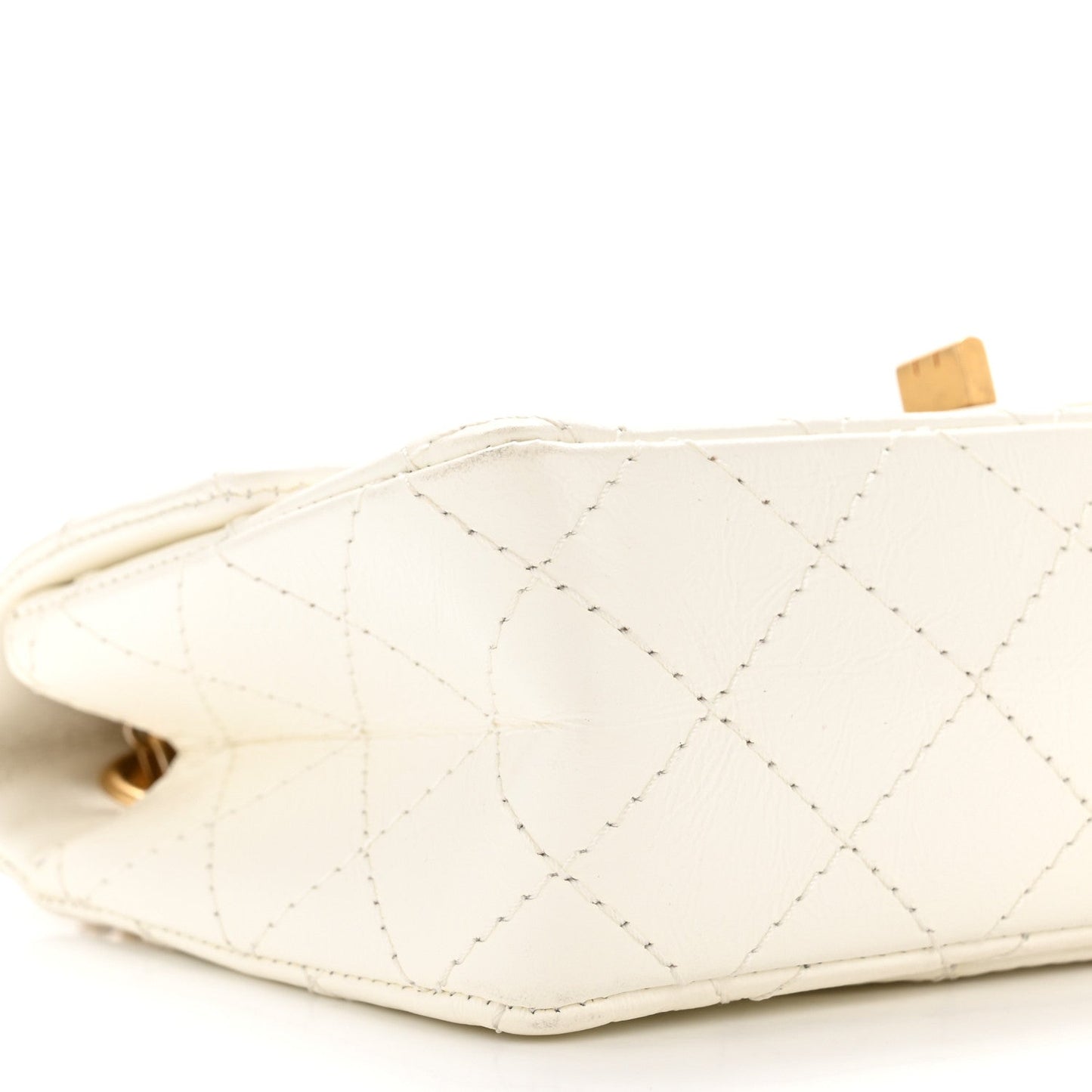 Aged Calfskin Quilted 2.55 Reissue Mini Flap White