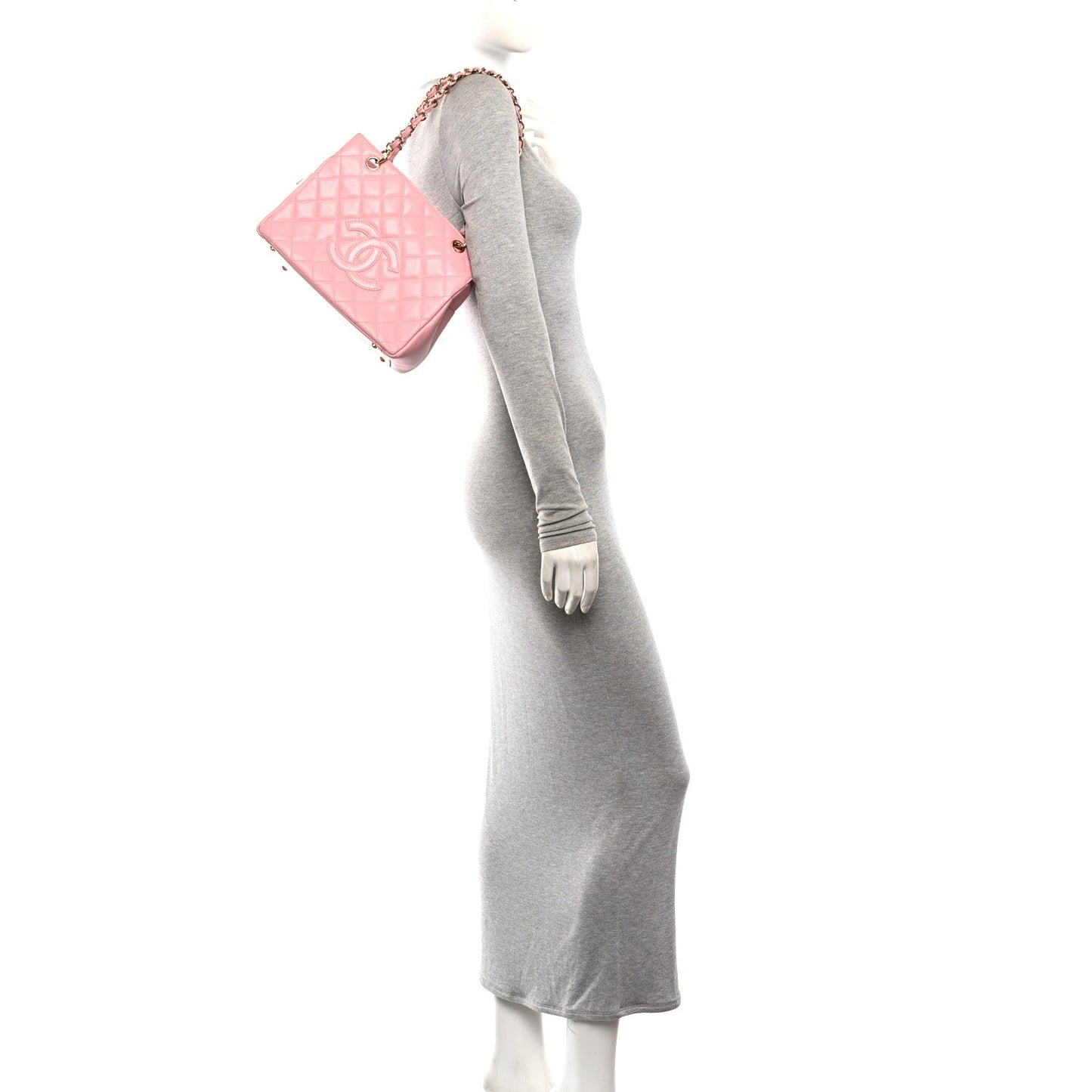 Caviar Quilted Petit Timeless Shopping Tote PTT Pink