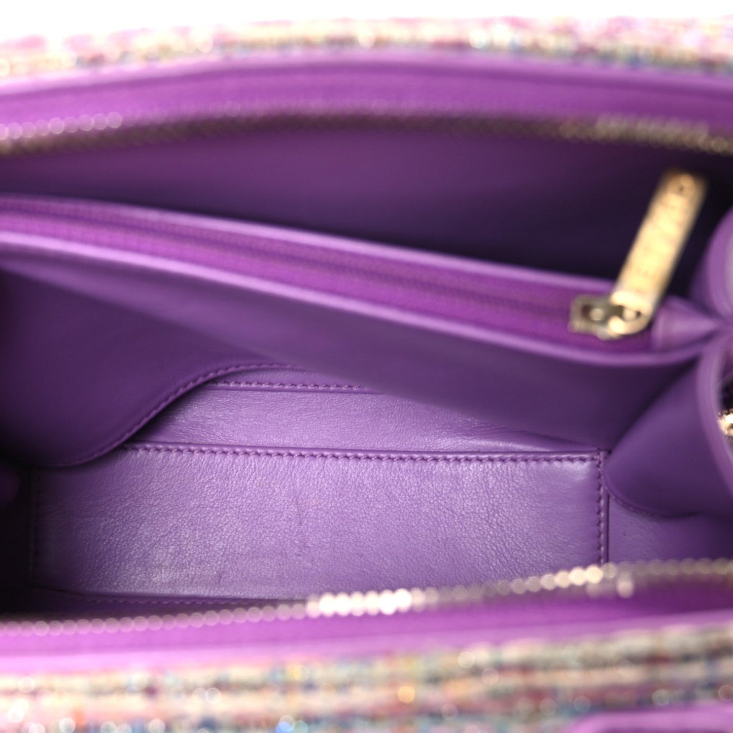 Tweed Quilted Medium CC Filigree Vanity Case Purple Multicolor