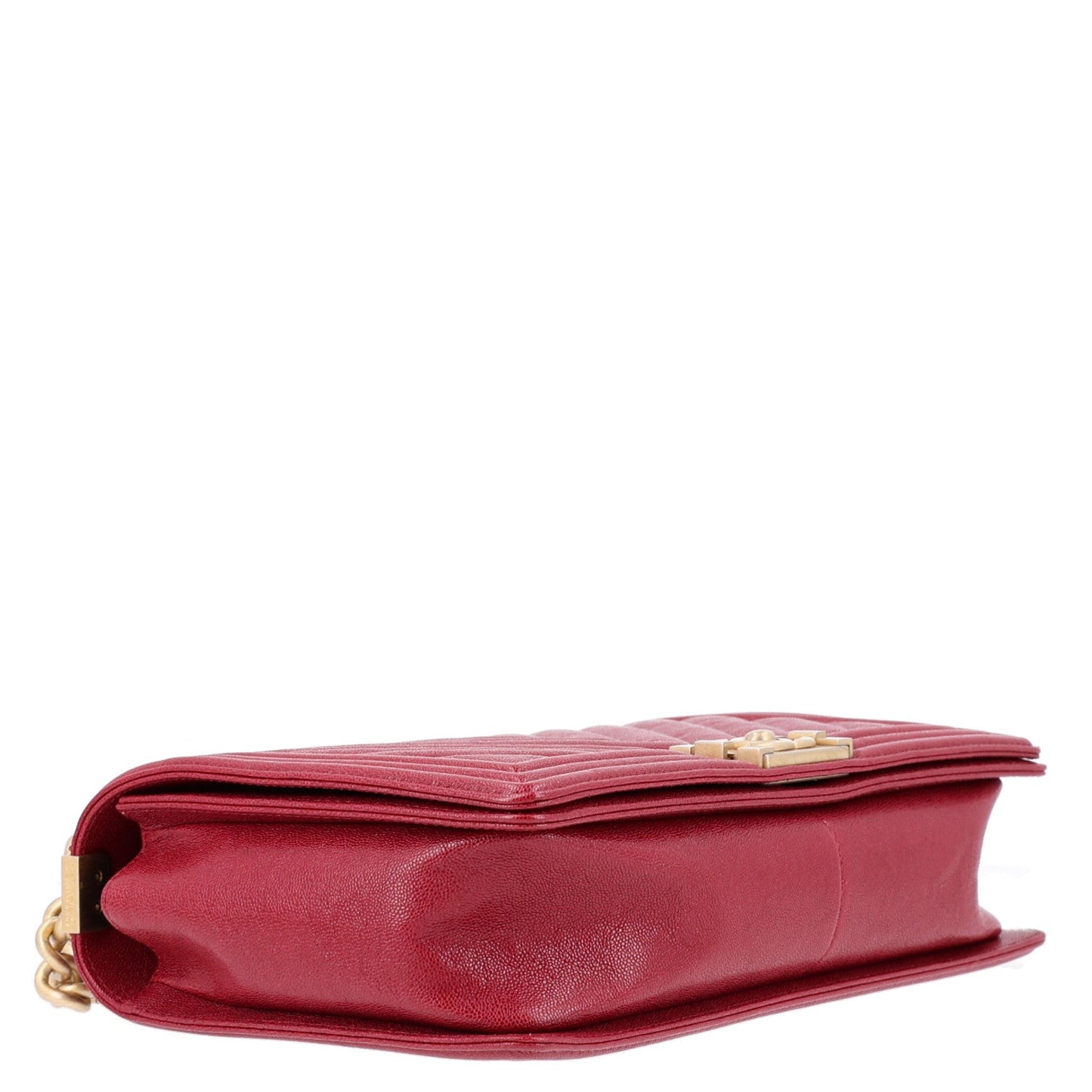 Caviar Chevron Quilted Medium Boy Flap Red