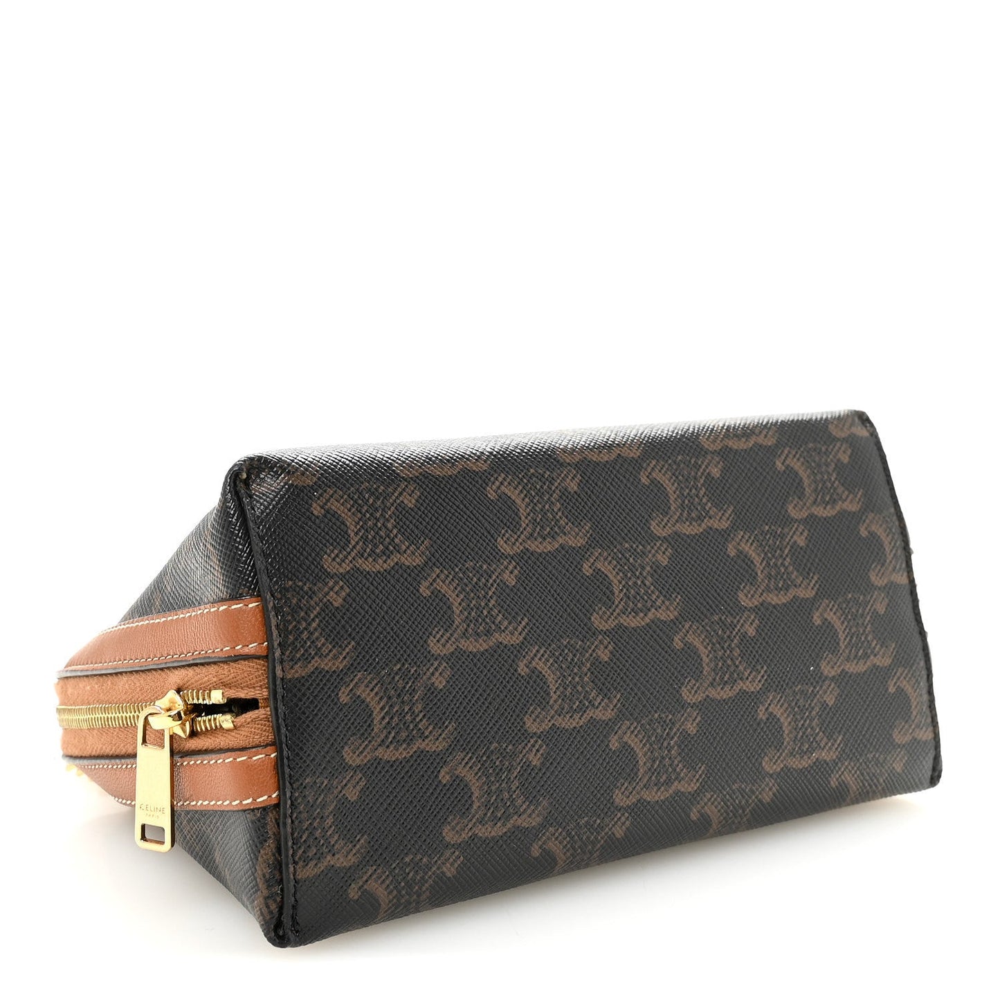 Triomphe Canvas Lambskin Clutch On Chain Tan