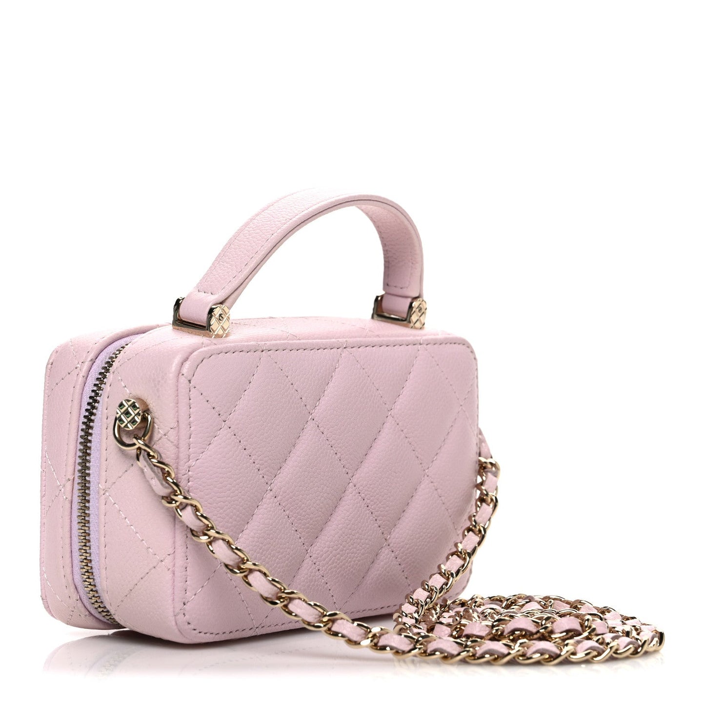 Caviar Quilted Top Handle Vanity Case Pink