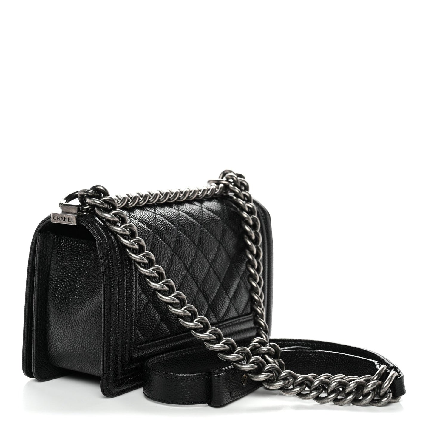 Caviar Quilted Small Boy Flap Black