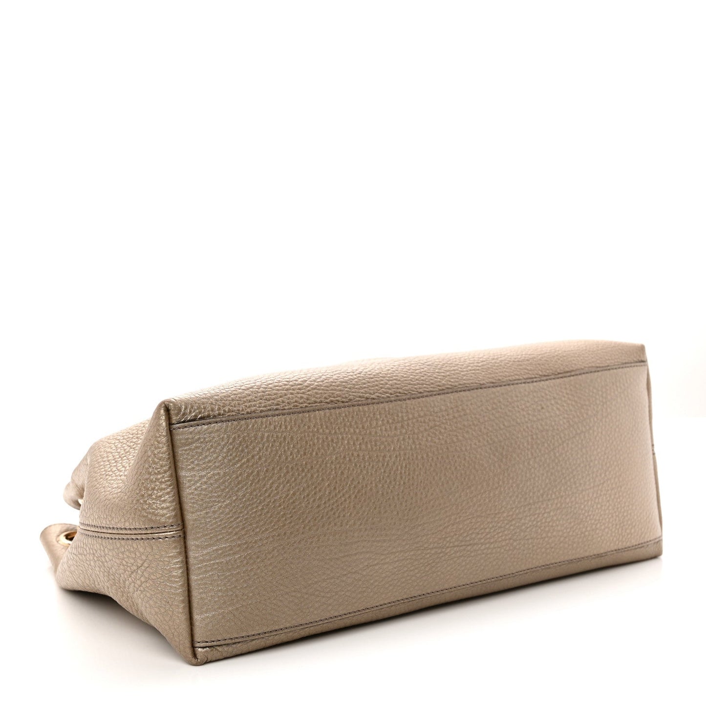 Metallic Pebbled Calfskin Medium Soho Chain Shoulder Bag Golden Beige