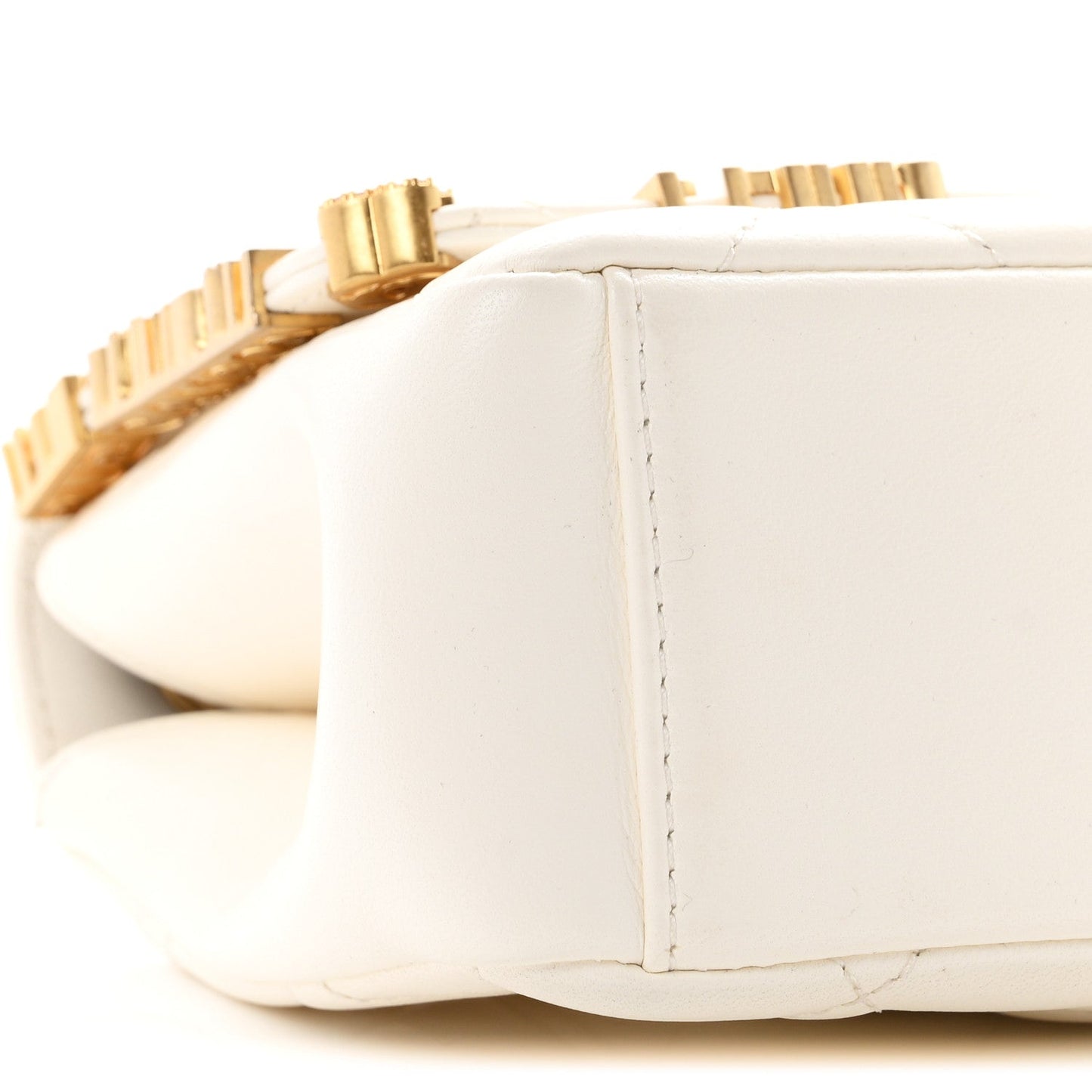 Lambskin Enamel Strass Quilted Mini Paris Monaco Flap White