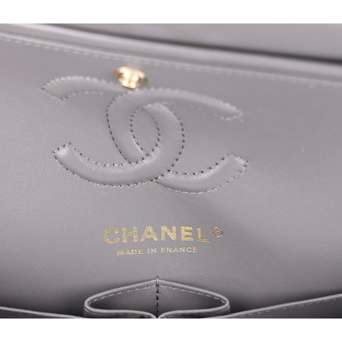 Lambskin Quilted Small Double Flap Grey