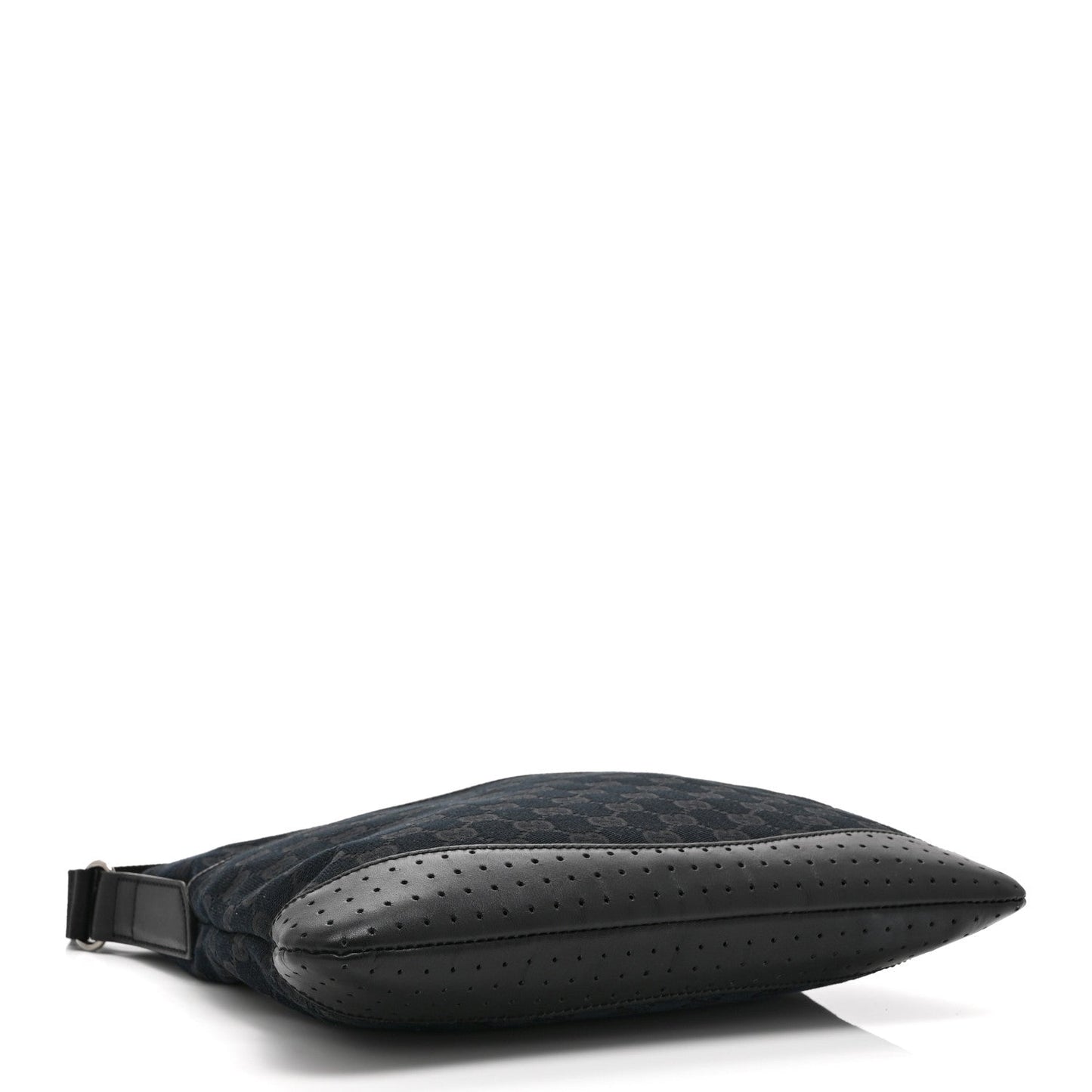 Monogram Calfskin Perforated Medium Flat Messenger Bag Black