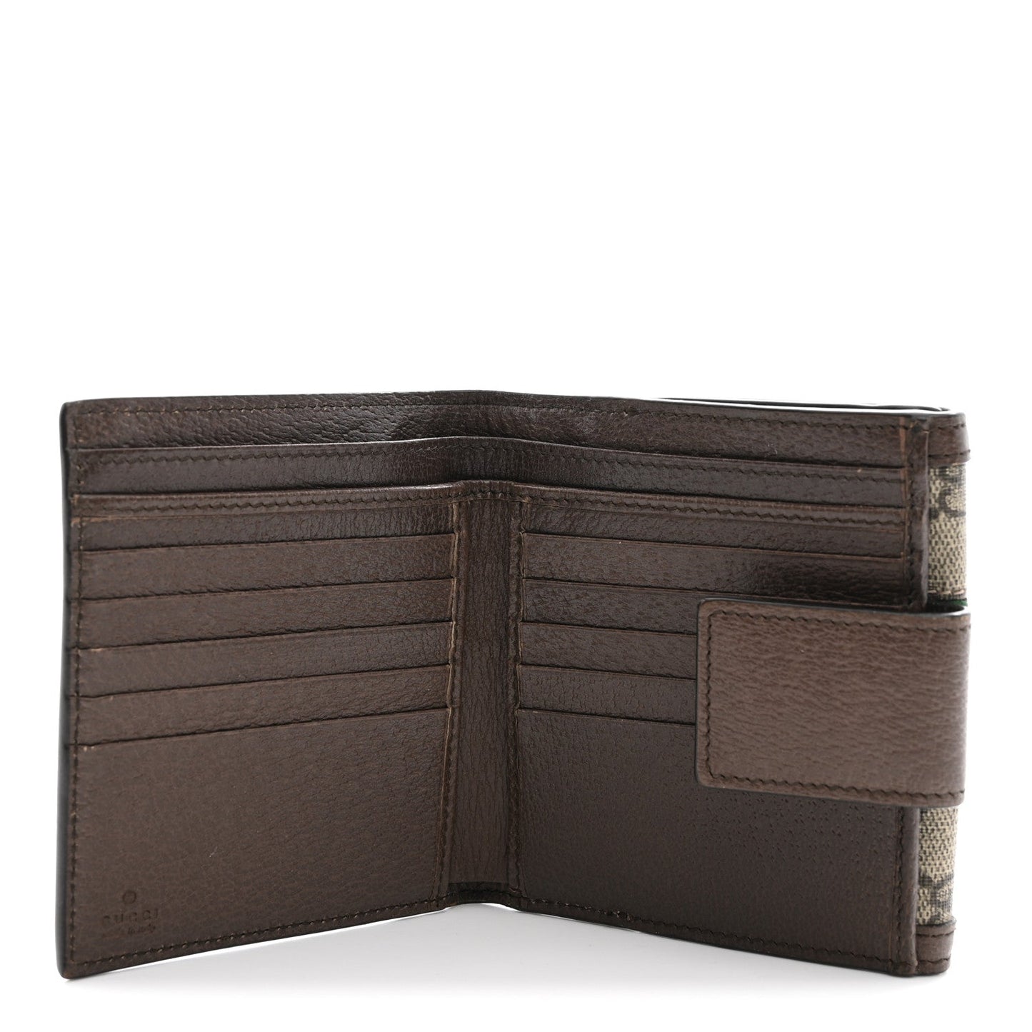GG Supreme Monogram Web Ophidia French Flap Wallet Beige New Acero