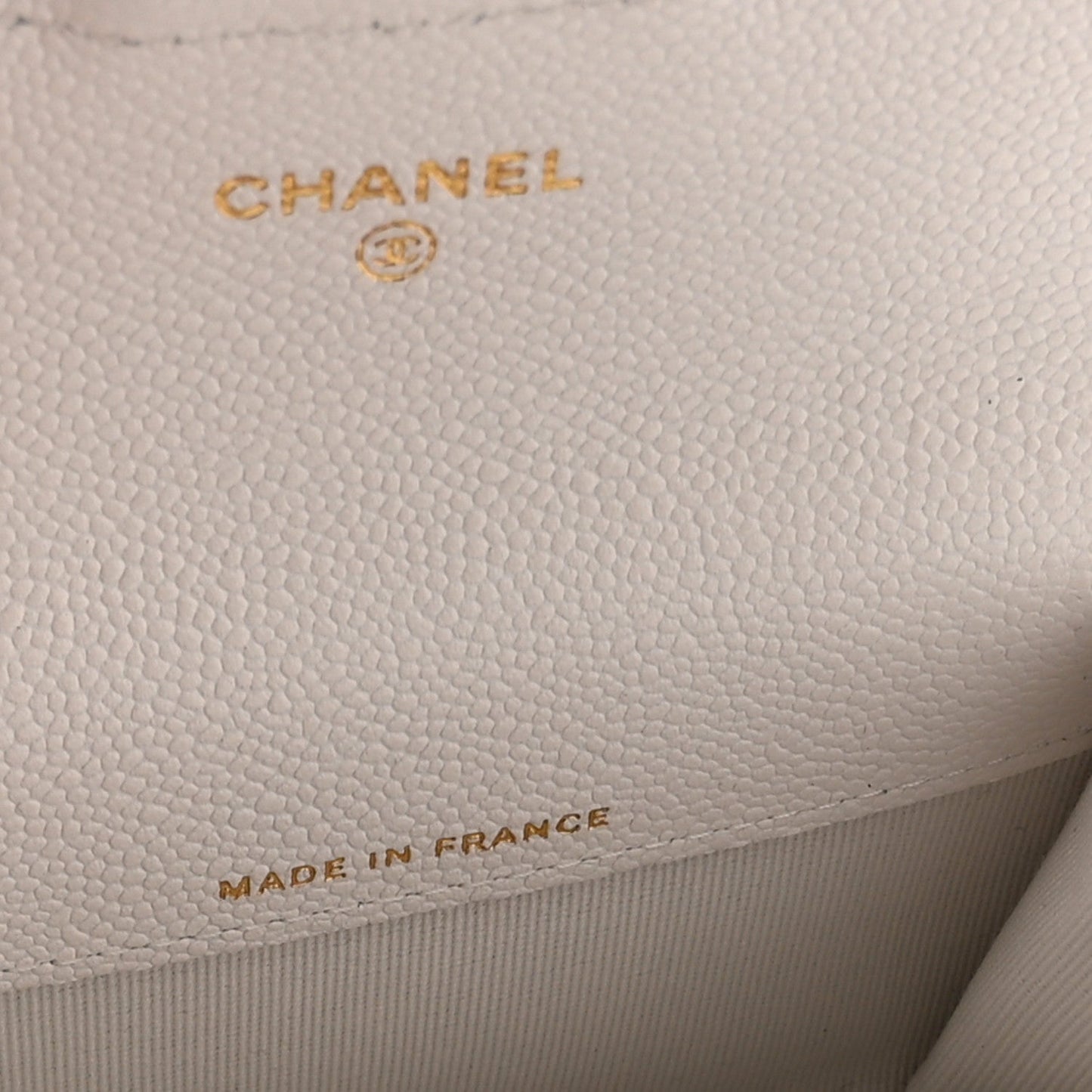 Caviar Quilted Flap Card Holder Wallet White