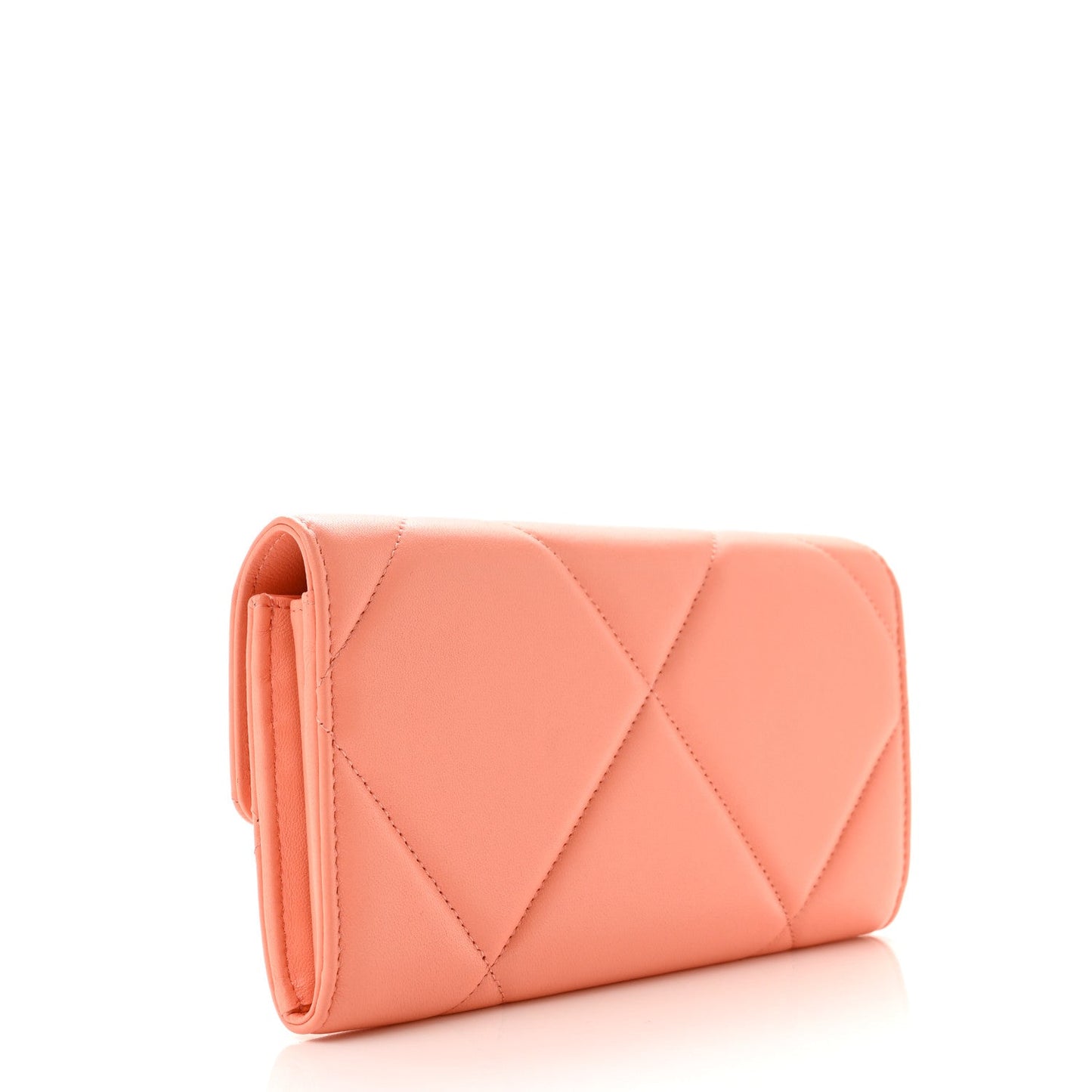 Lambskin Quilted Chanel 19 Flap Wallet Light Pink