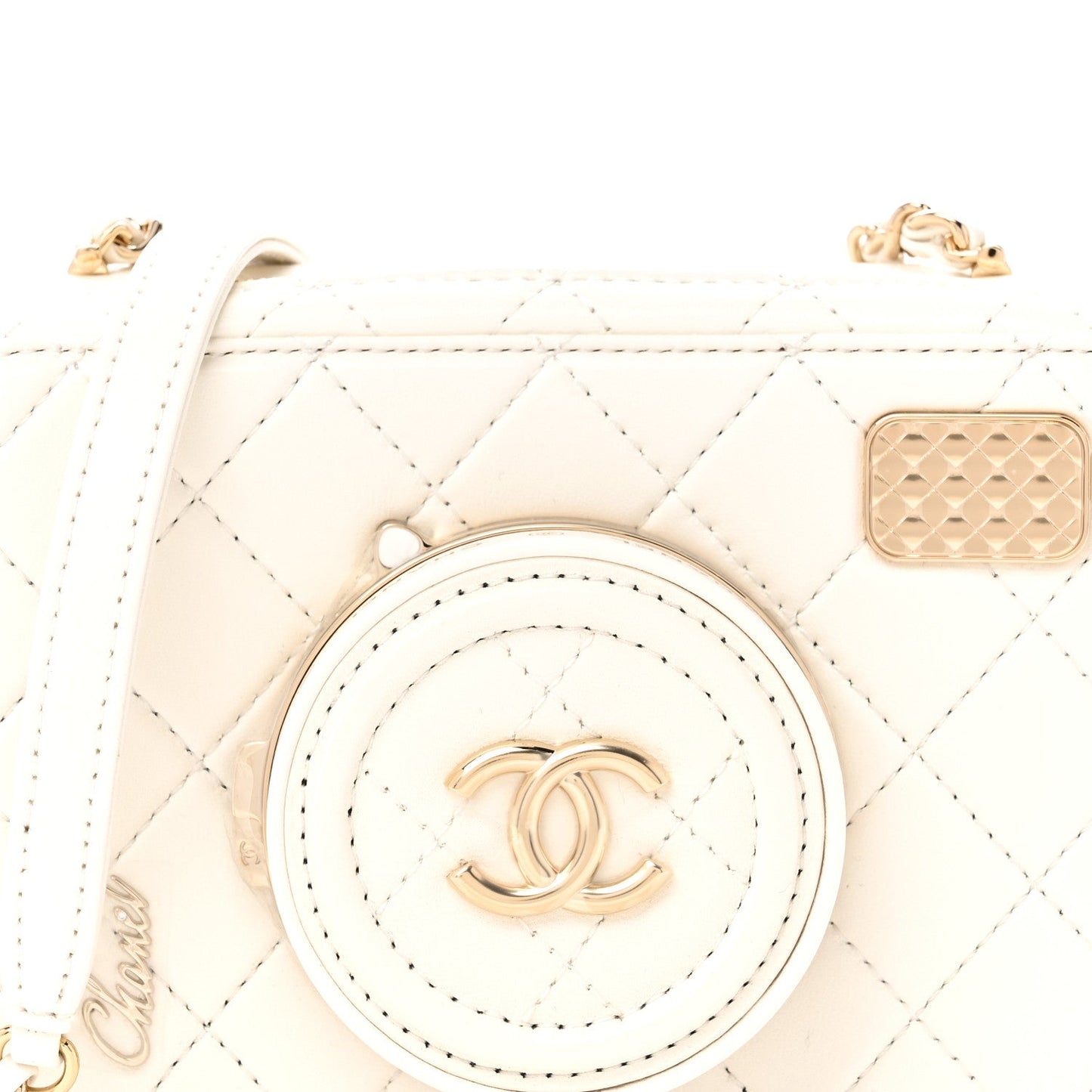 Lambskin Quilted Coco Click Bag White
