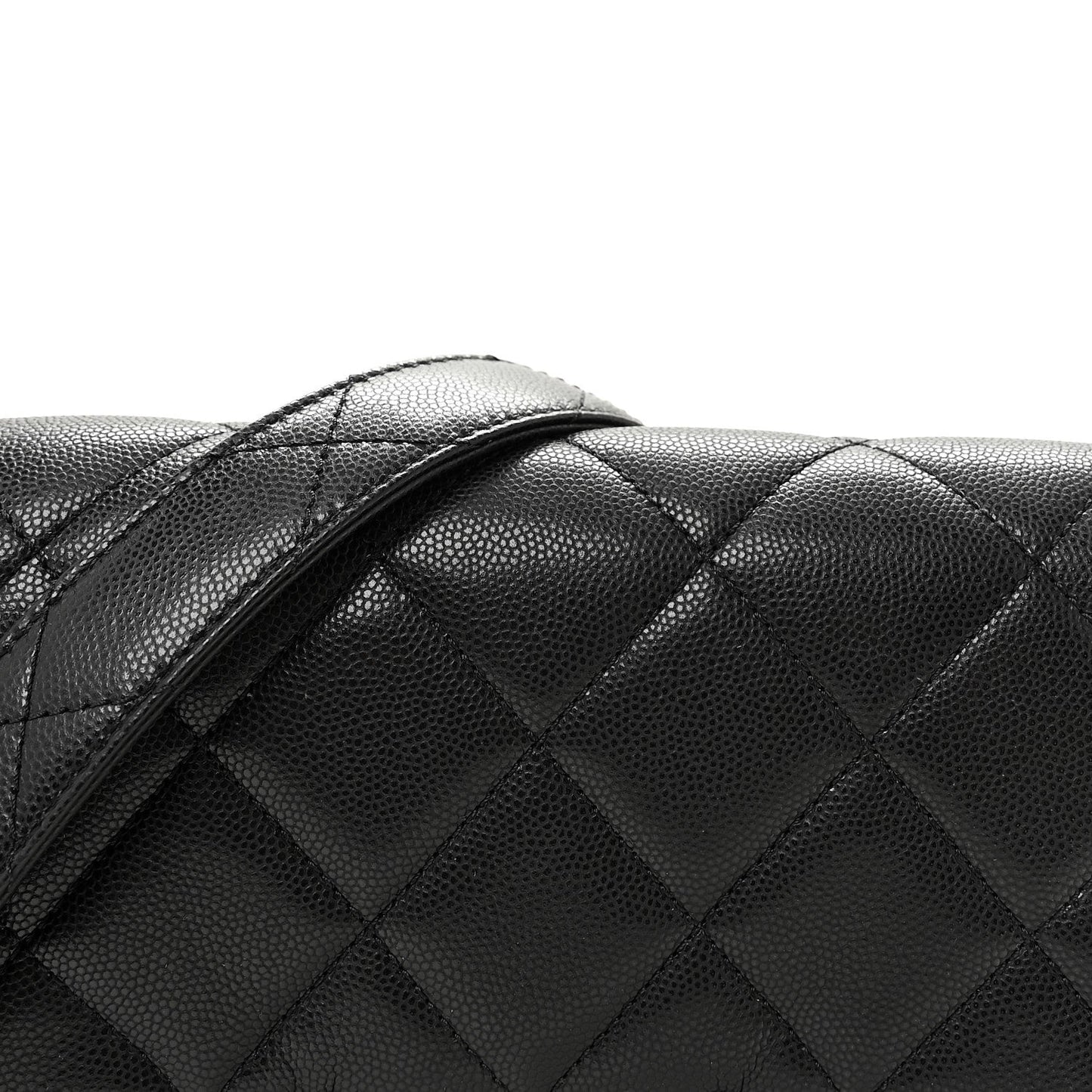 Shiny Caviar Quilted Mini Chain Messenger Flap Bag Black