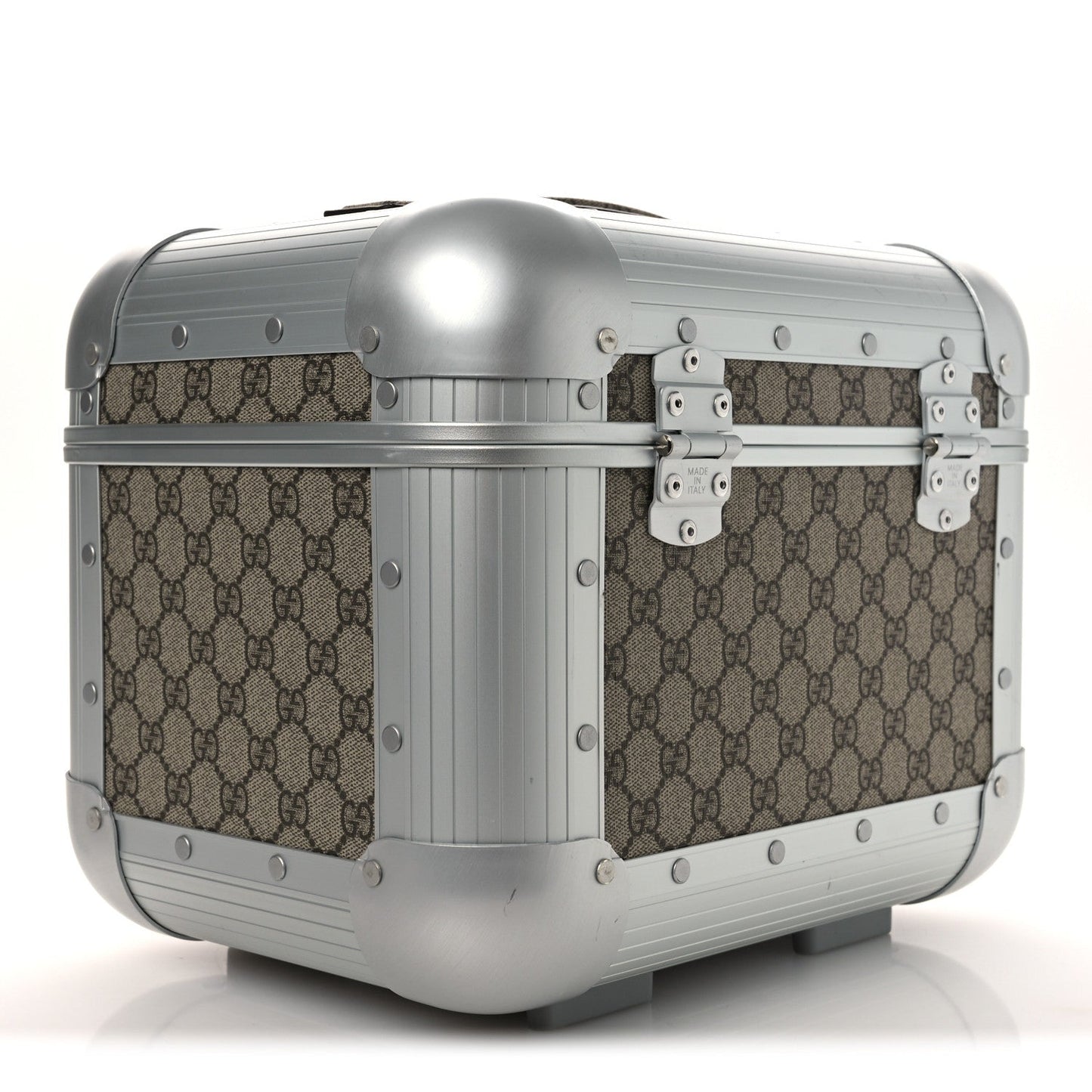 GG Supreme Monogram Aluminum Porter Beauty Case Silver