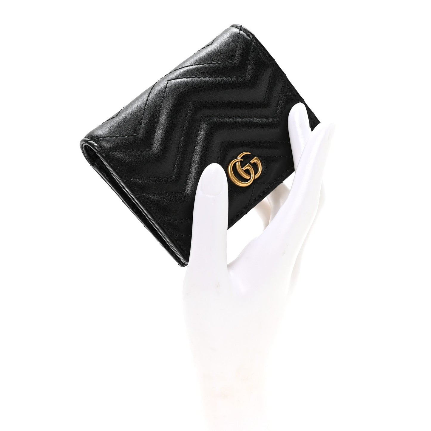 Calfskin Matelasse GG Marmont Card Case Wallet Black