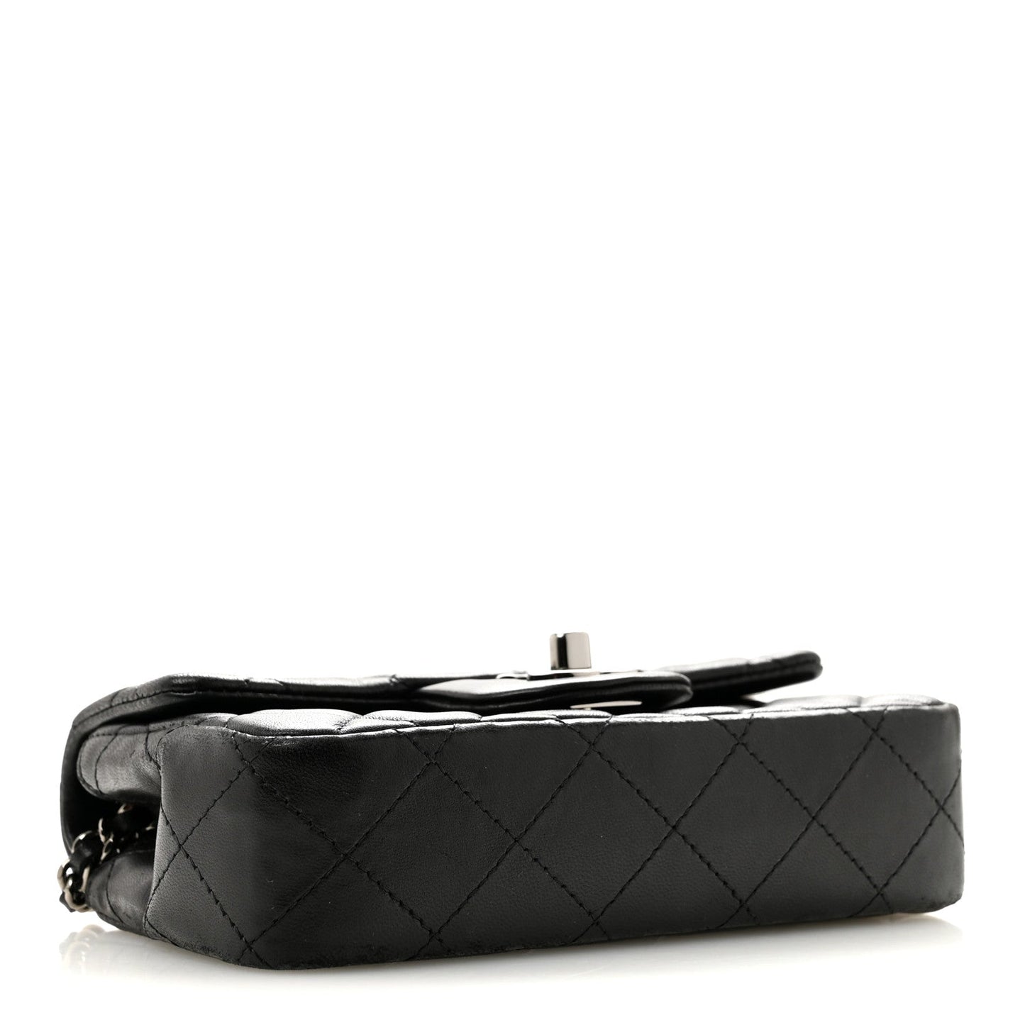 Lambskin Quilted Extra Mini Rectangular Flap Black