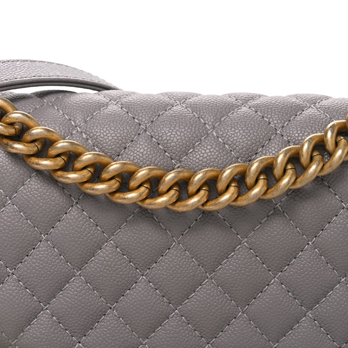 Caviar Quilted Chain Around Medium Boy Flap Grey