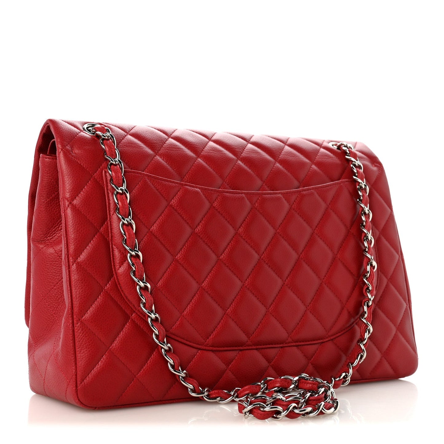 Caviar Quilted Maxi Double Flap Dark Red
