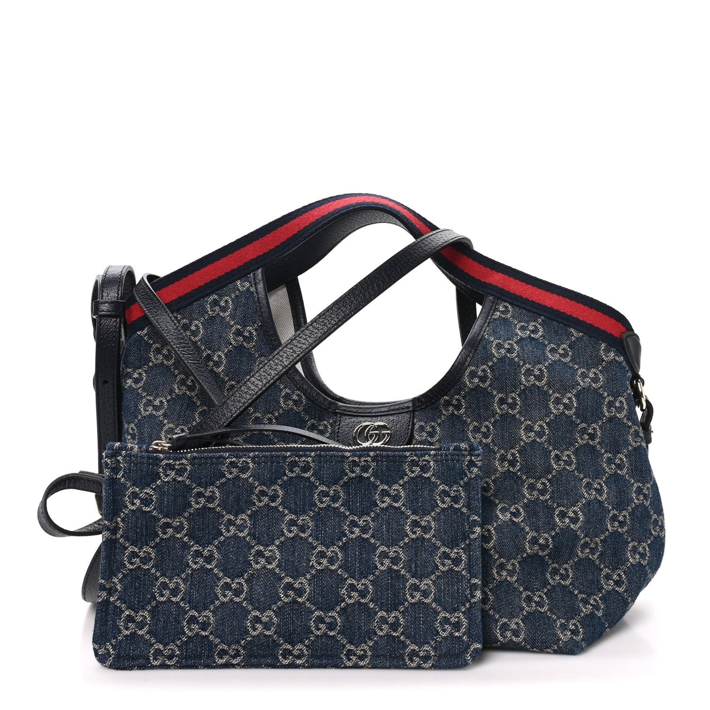 Denim GG Monogram Web Small Giglio Tote Blue White