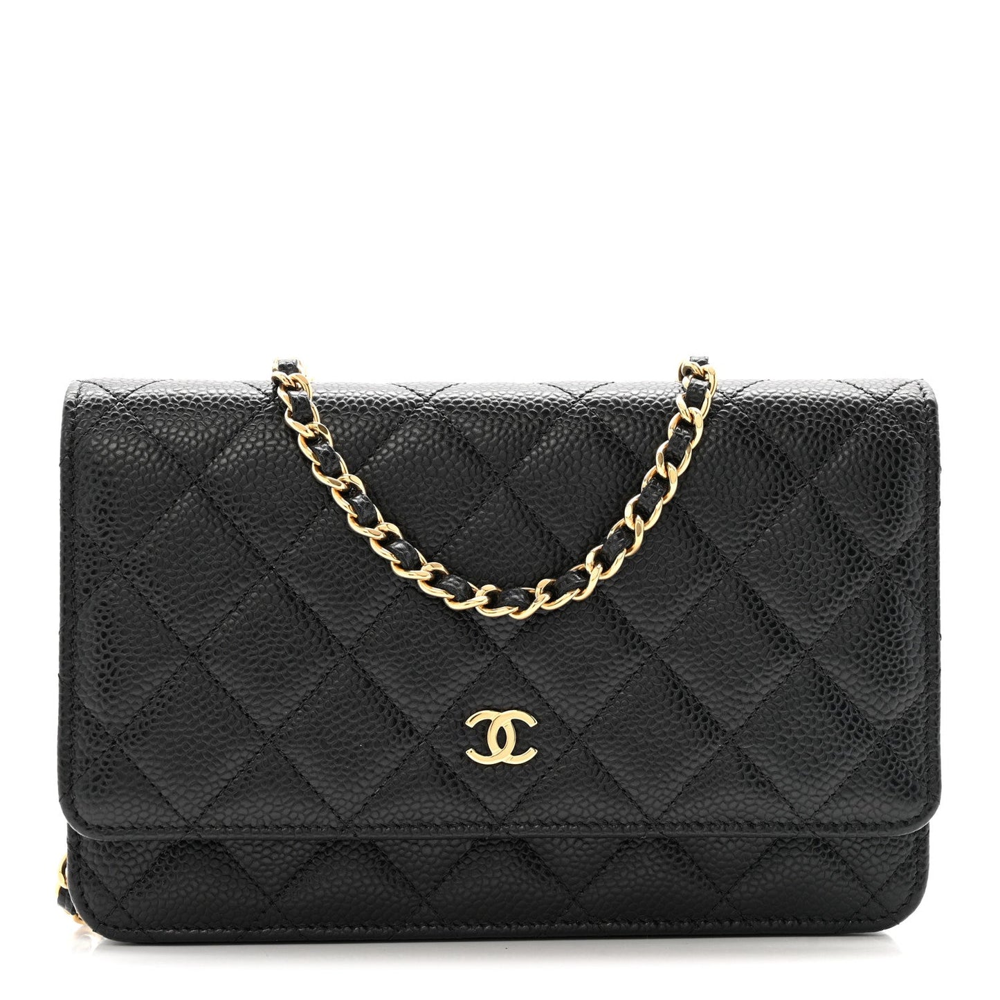 Caviar Quilted Wallet on Chain WOC Black