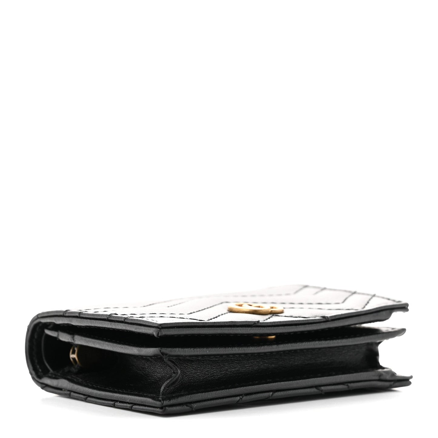 Calfskin Matelasse GG Marmont Card Case Wallet Black