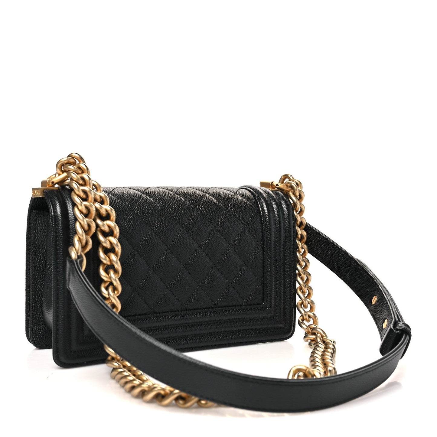 Caviar Quilted Small Boy Flap Black