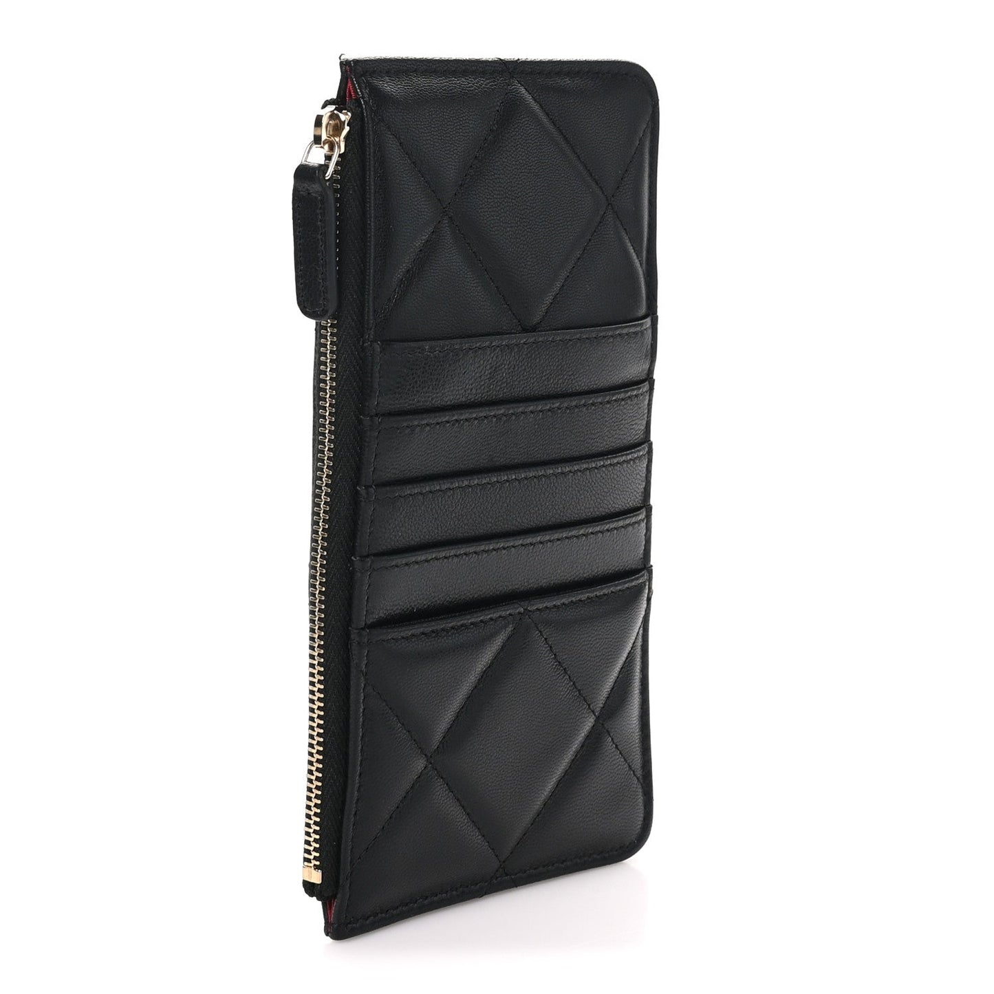Lambskin Quilted Chanel 19 Phone and Card Holder Black
