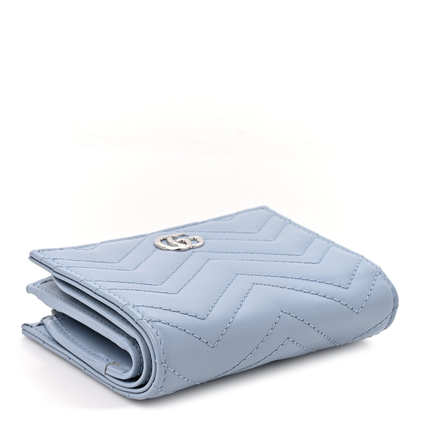 Lambskin Matelasse GG Marmont Zip Key Pouch Light Blue