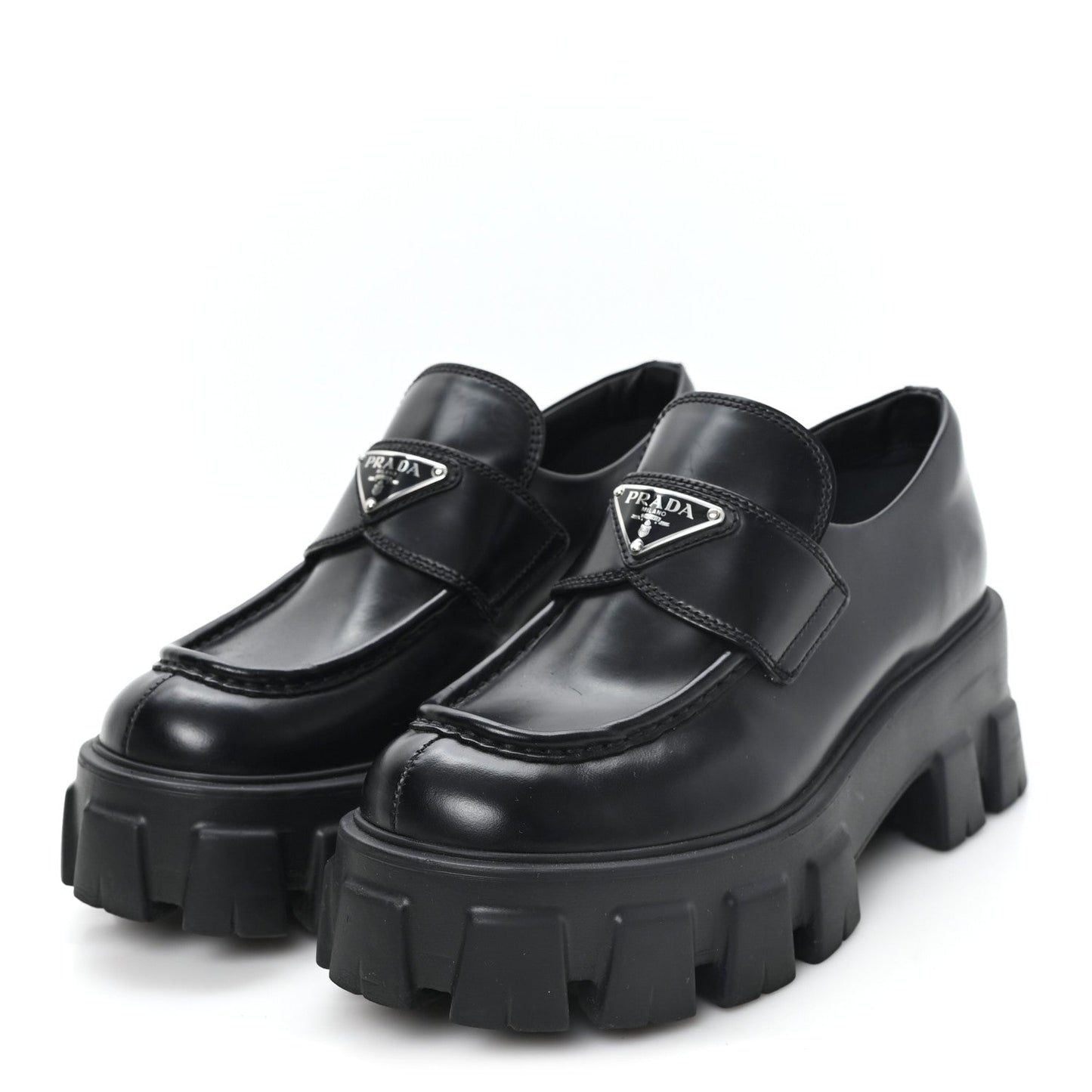 Spazzolato Rois Metal Triangle Logo Monolith 55mm Loafers 36.5 Black
