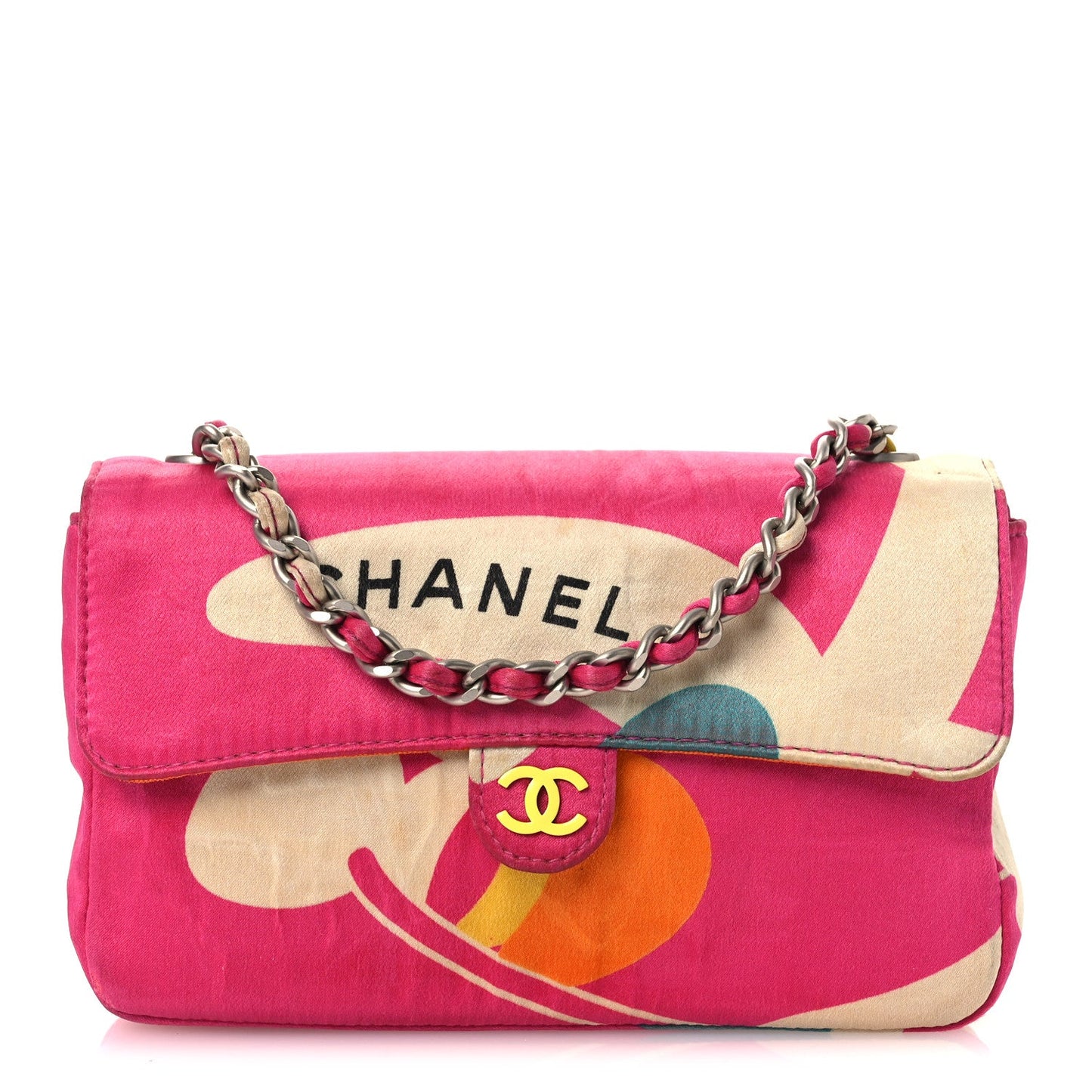 Satin Mini Convertible Flap Pink Multicolor