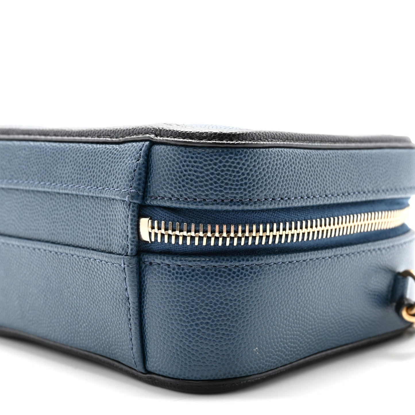 Caviar Quilted Small CC Filigree Vanity Case Navy Black