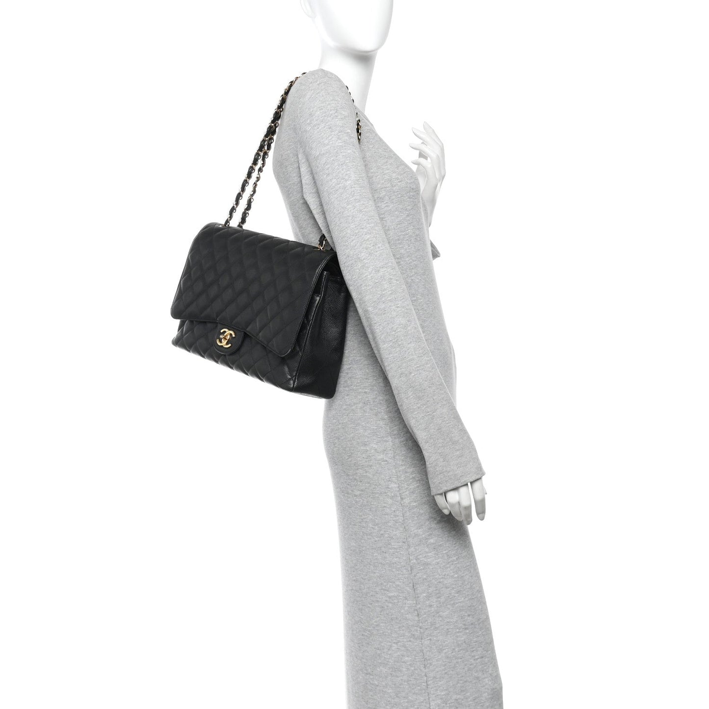 Caviar Quilted Maxi Double Flap Black