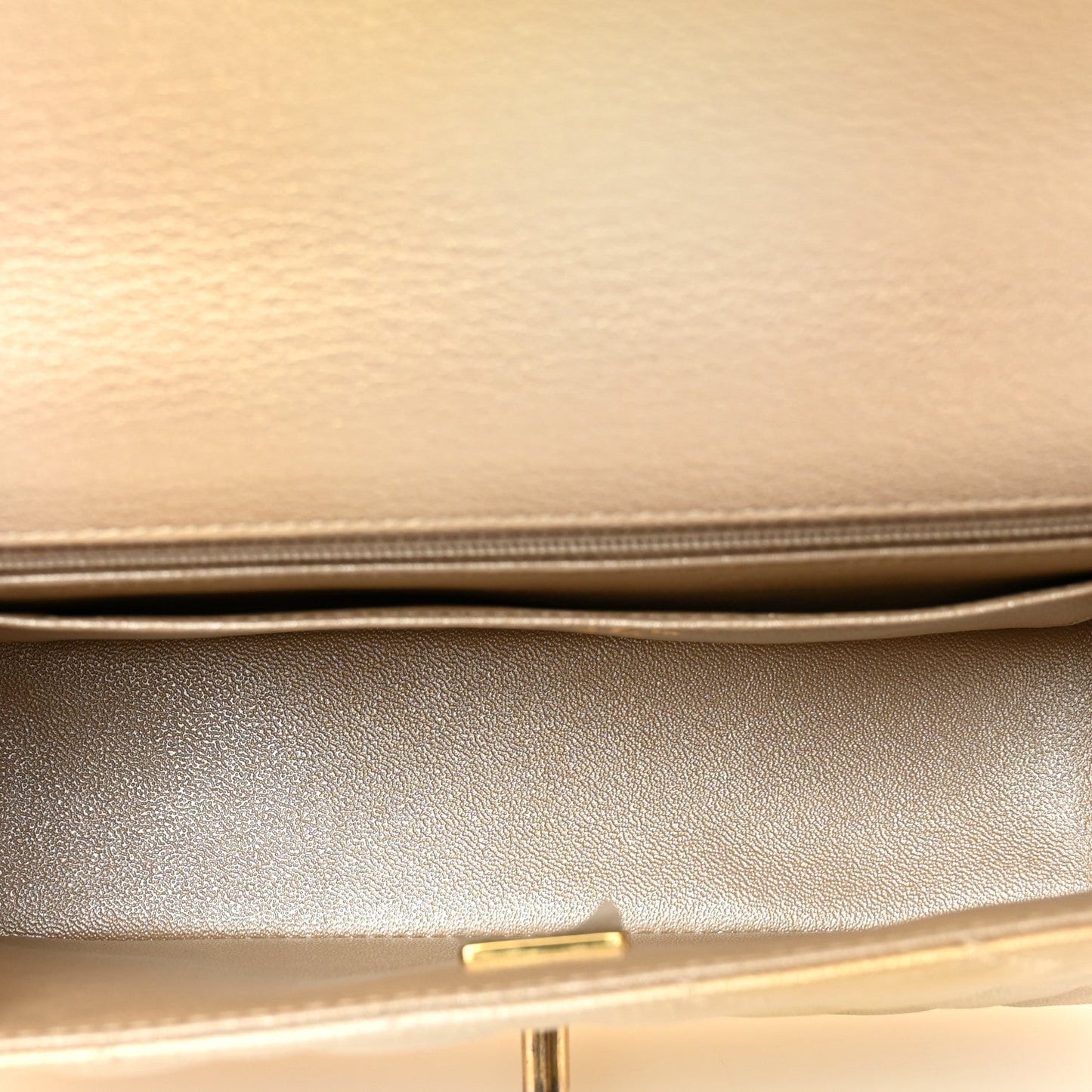 Metallic Goatskin Quilted Mini Rectangular Flap Gold