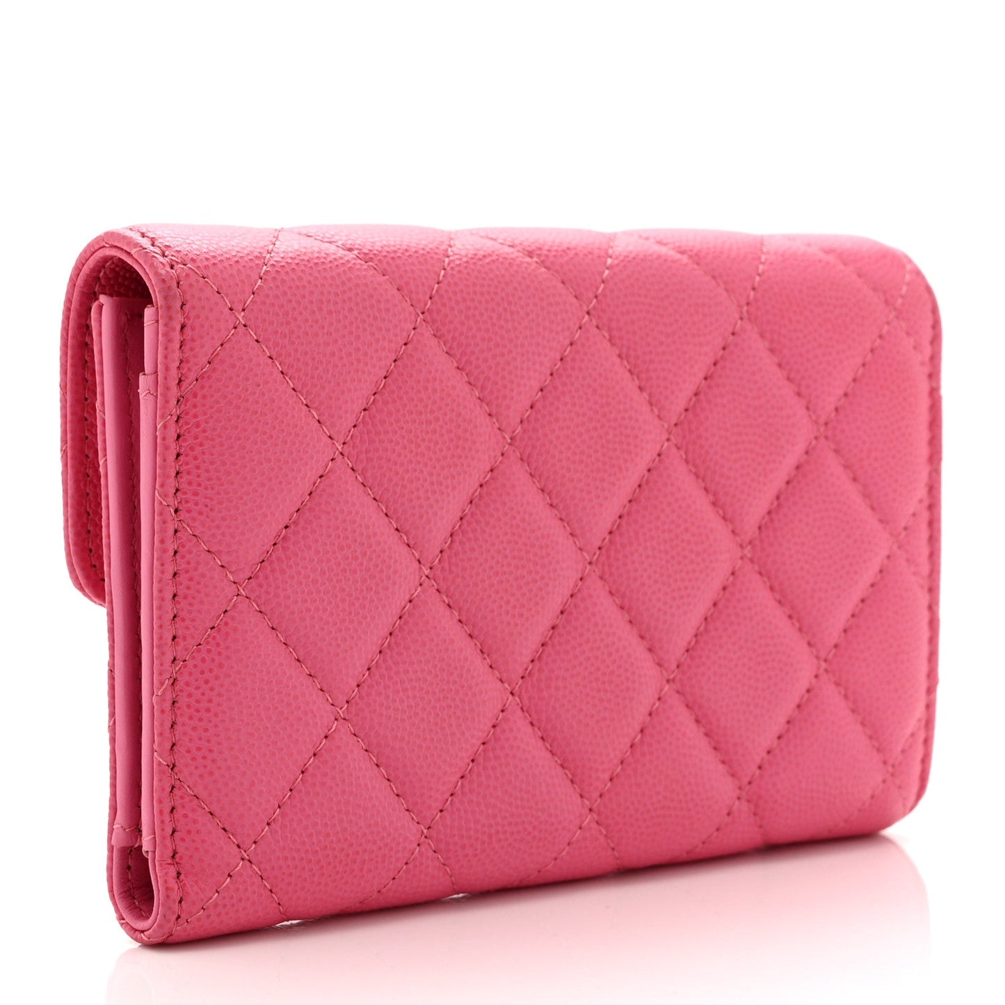 Caviar Quilted Medium Flap Wallet Pink