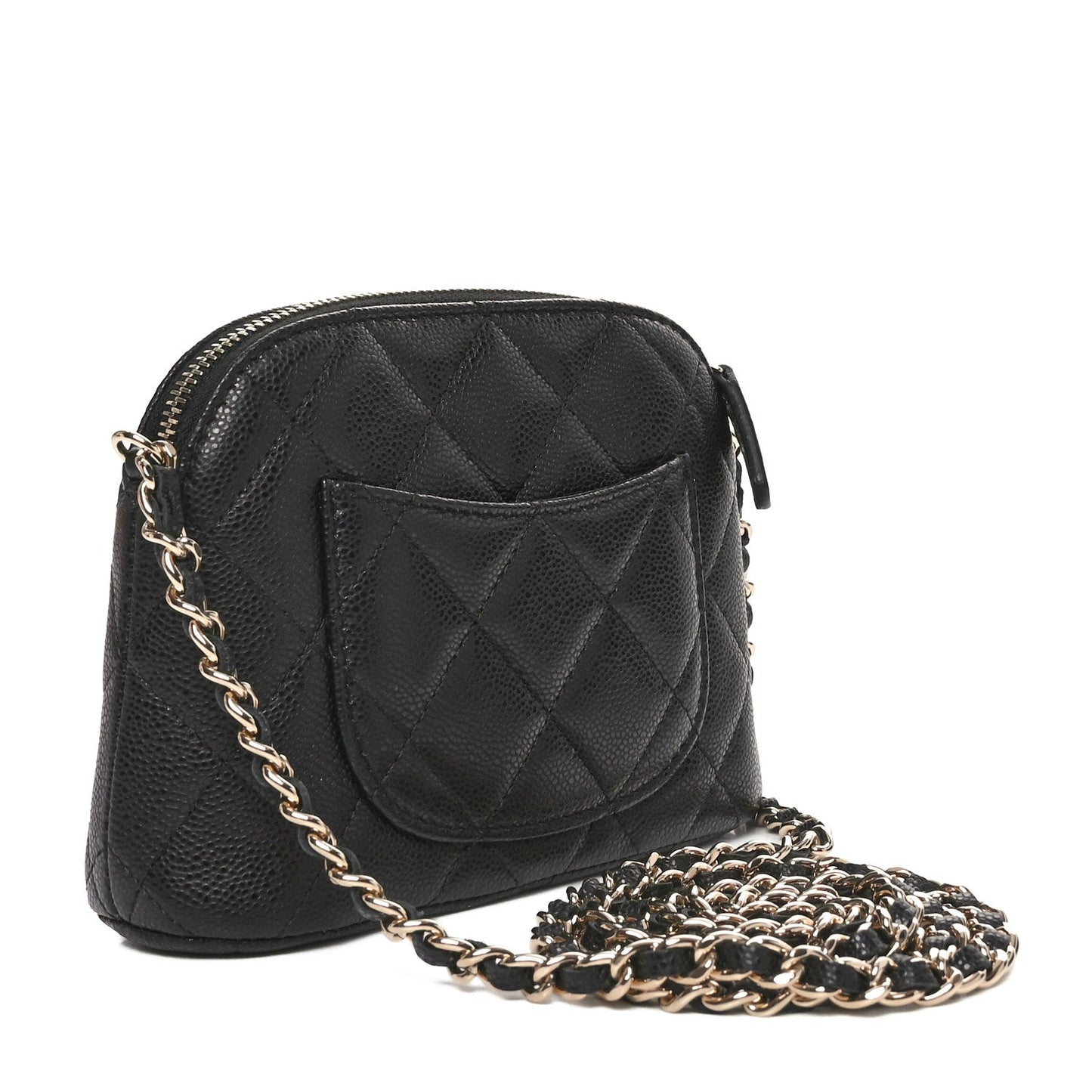 Caviar Quilted Mini Classic Clutch With Chain Black