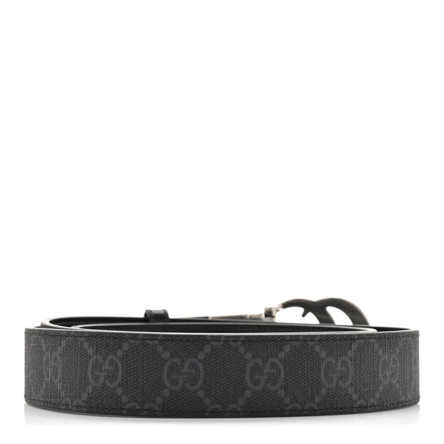 GG Supreme Monogram Plutone Calfskin Palladium Double G Reversible 30mm Belt 100 40 Black
