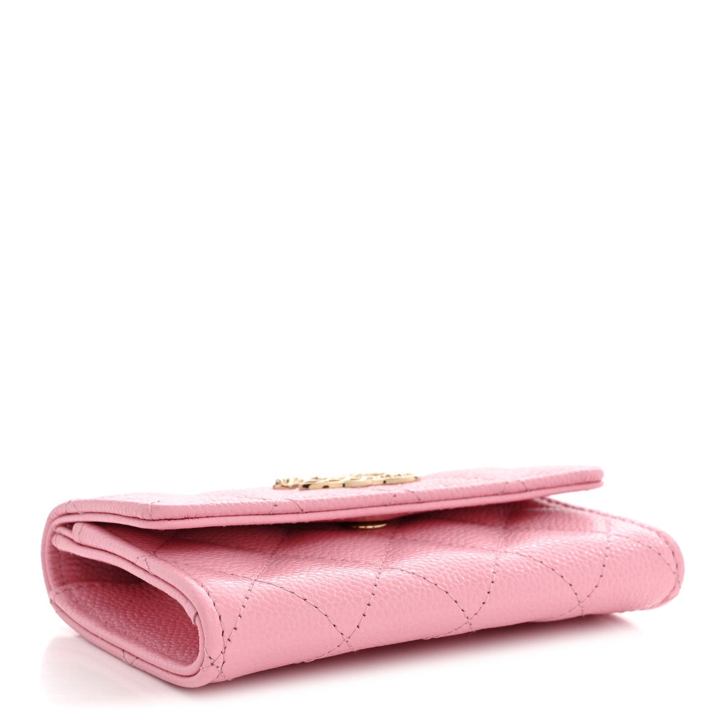 Caviar Quilted Chain CC Flap Card Holder Light Pink