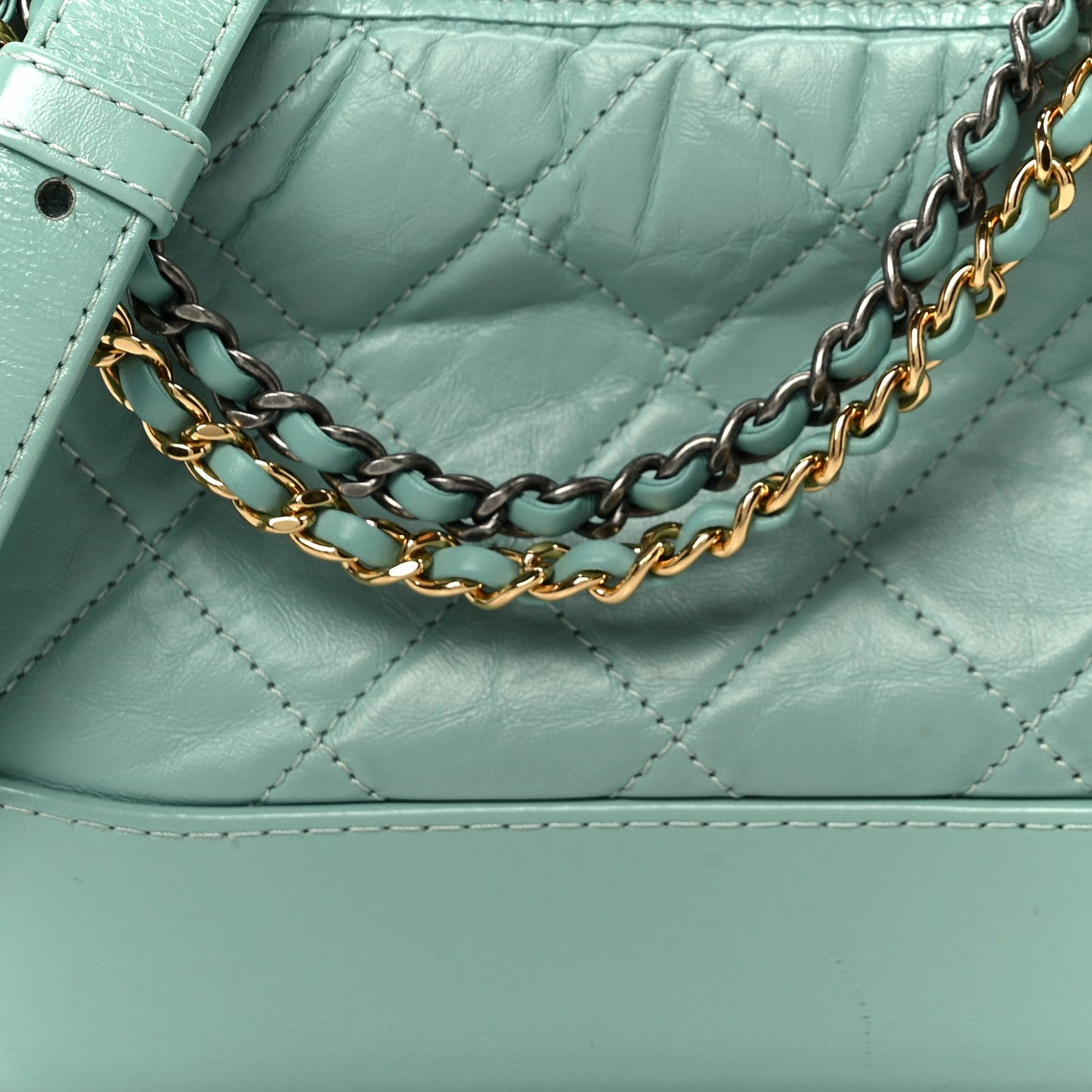 Aged Calfskin Quilted Small Gabrielle Hobo Green