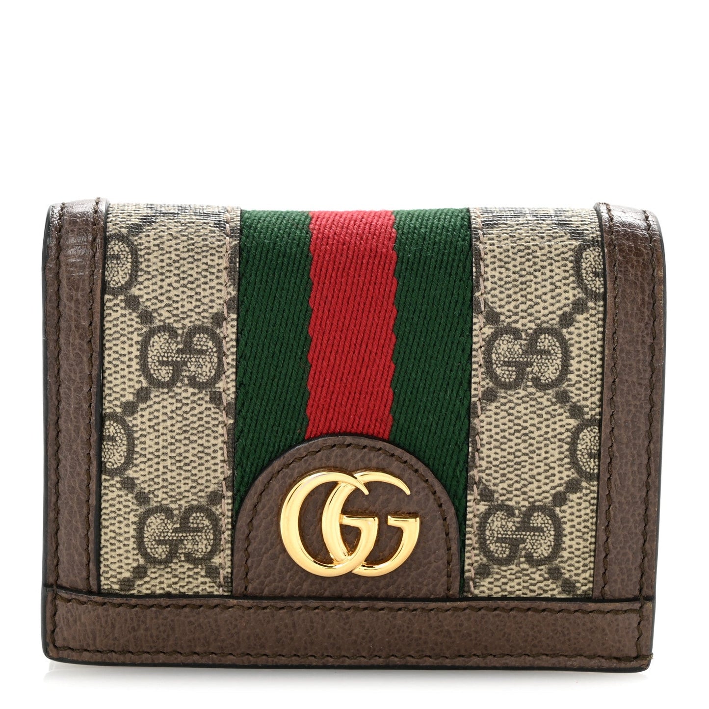GG Supreme Monogram Web Ophidia Card Case Beige New Acero