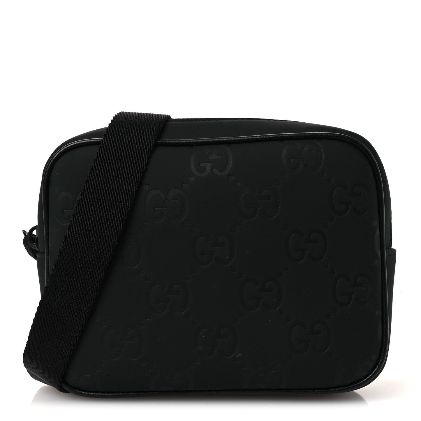 Rubber Effect Monogram GG Crossbody Bag Black