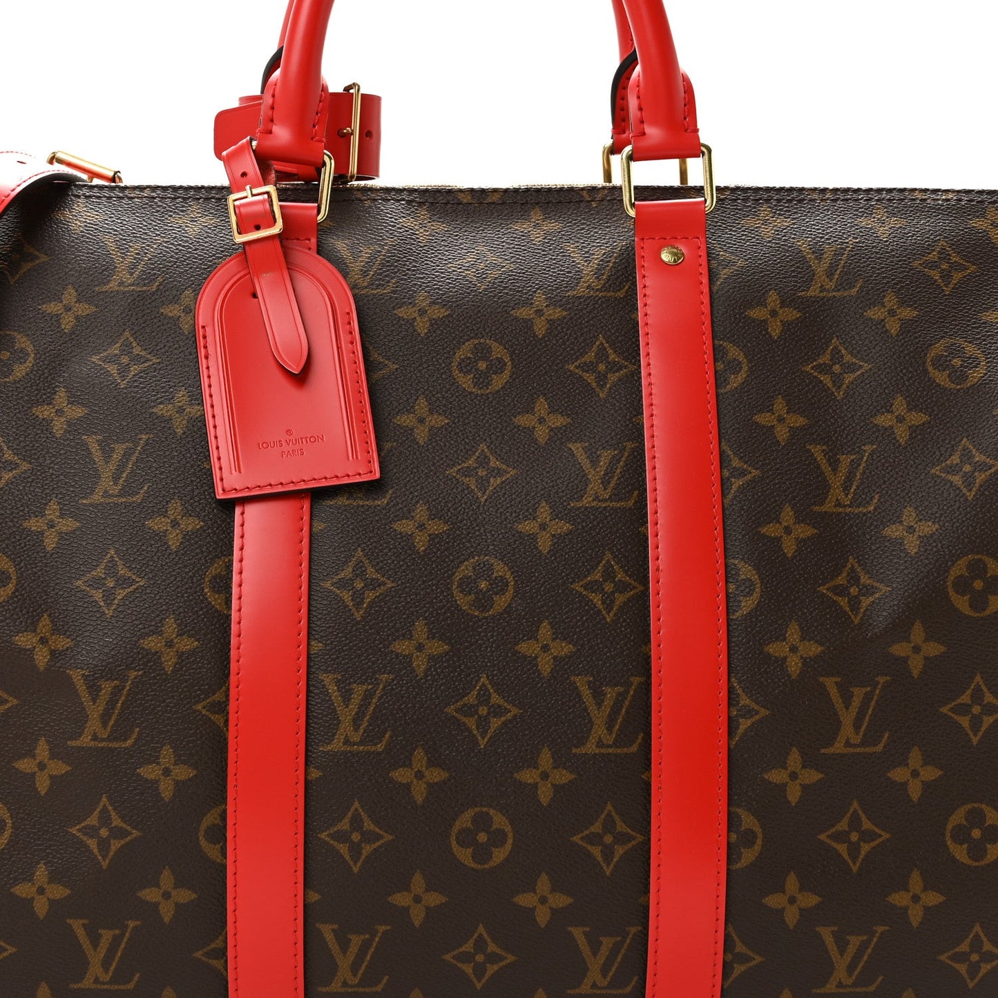 Calfskin Monogram Keepall Bandouliere 50 Coquelicot