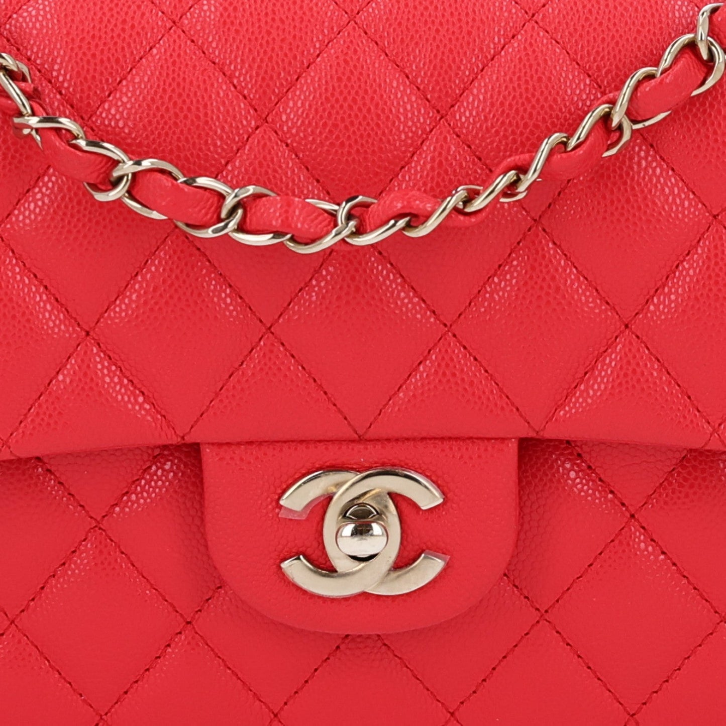 Caviar Quilted Small Double Flap Red