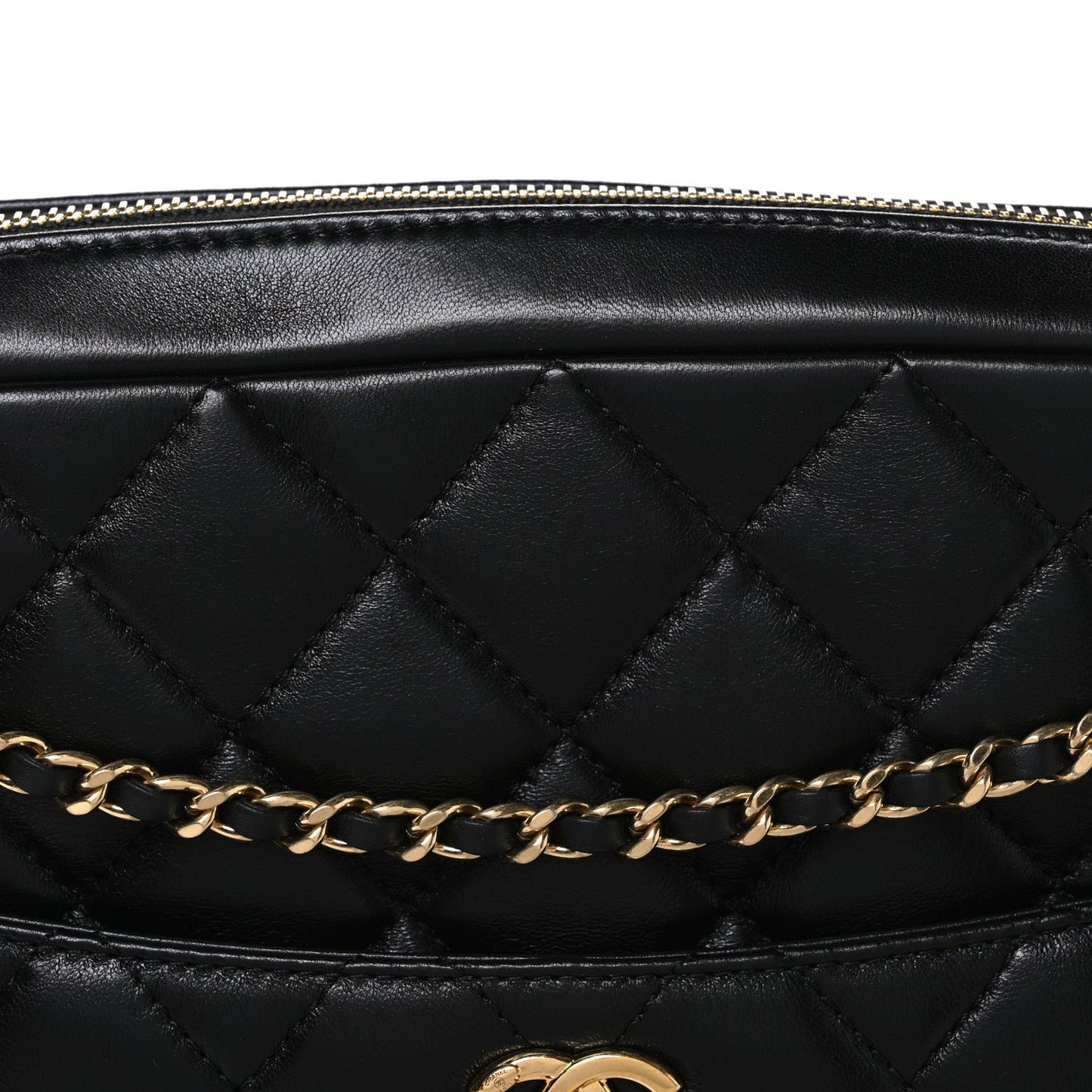 Lambskin Quilted Large Camera Case Black
