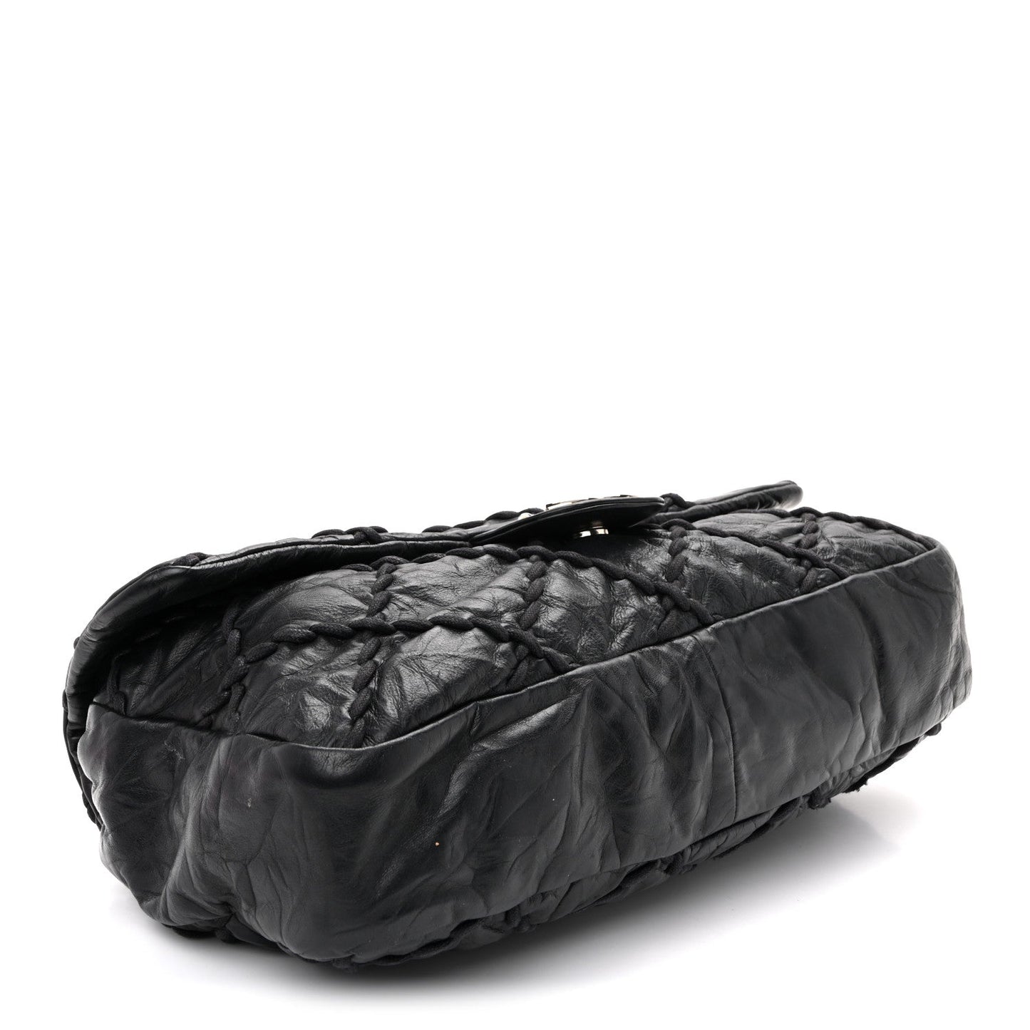 Calfskin Ultra Stitch Oversize Flap Black