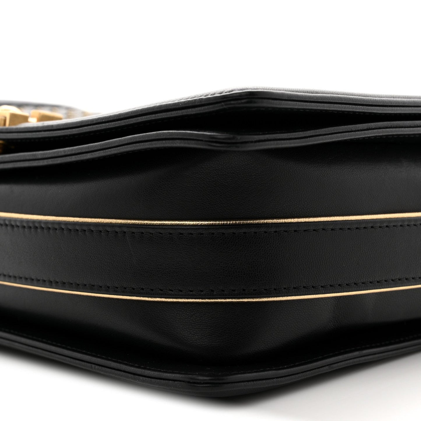 Lambskin Braided Woven Medium Boy Flap Navy Black