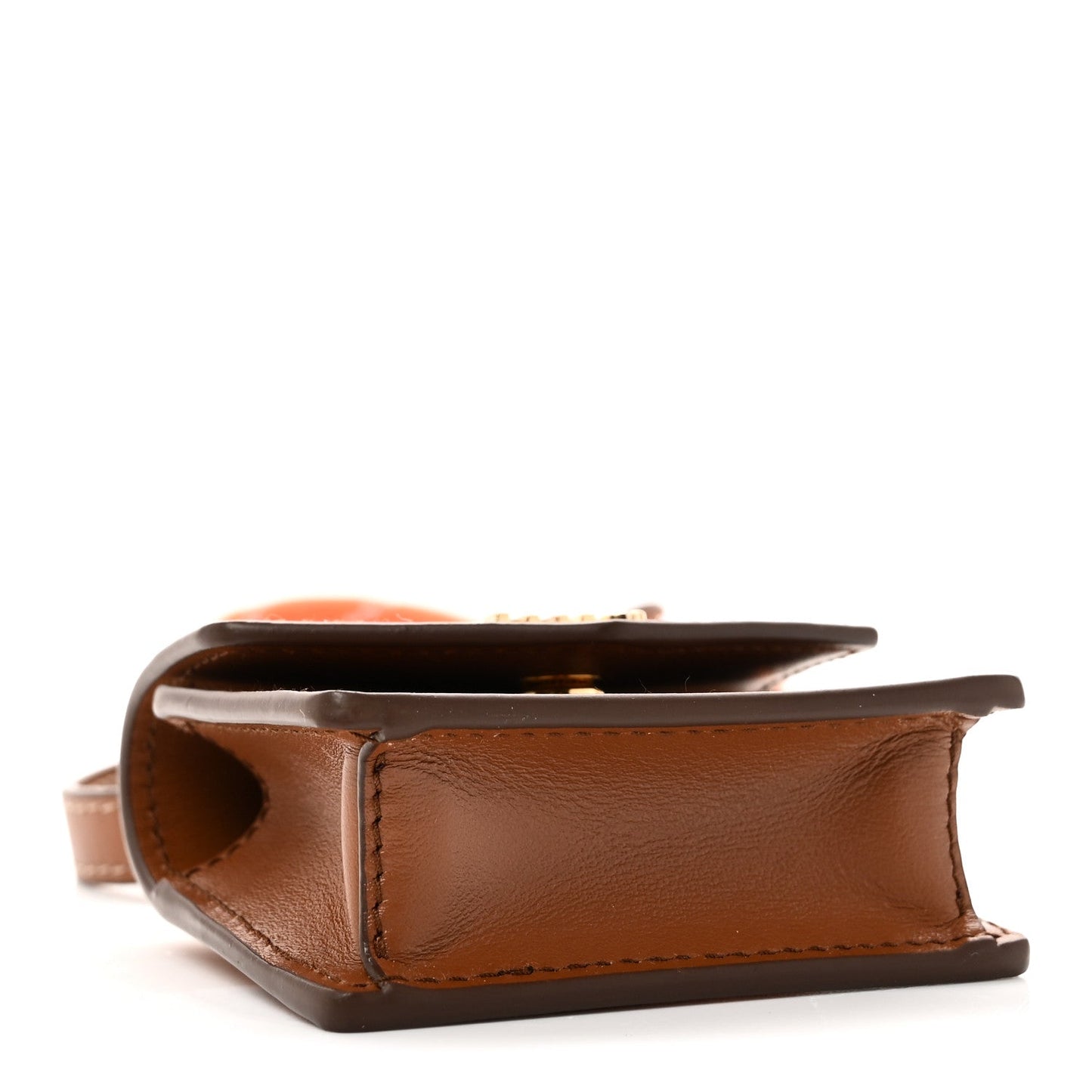 Nappa Flap Pouch Bag Charm Cognac Orange