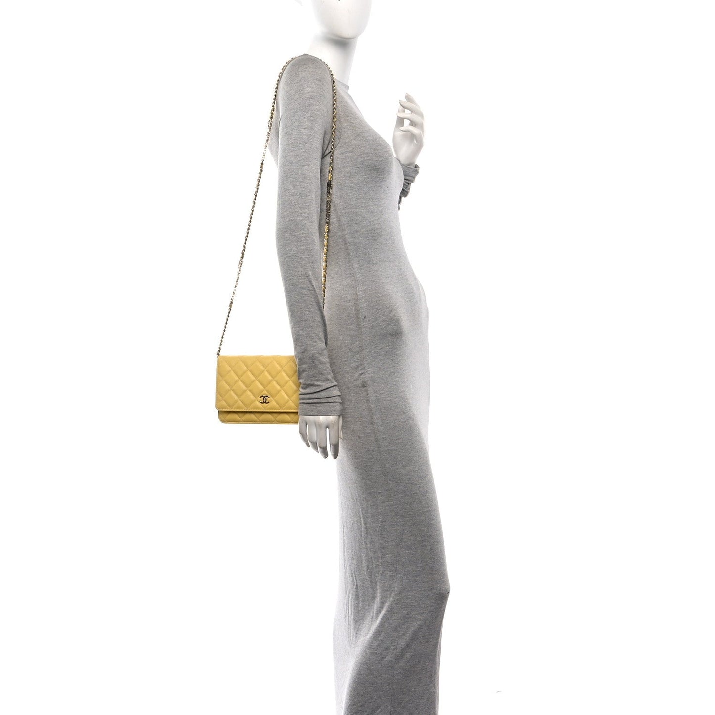 Caviar Quilted Tiny CC Wallet On Chain WOC Yellow