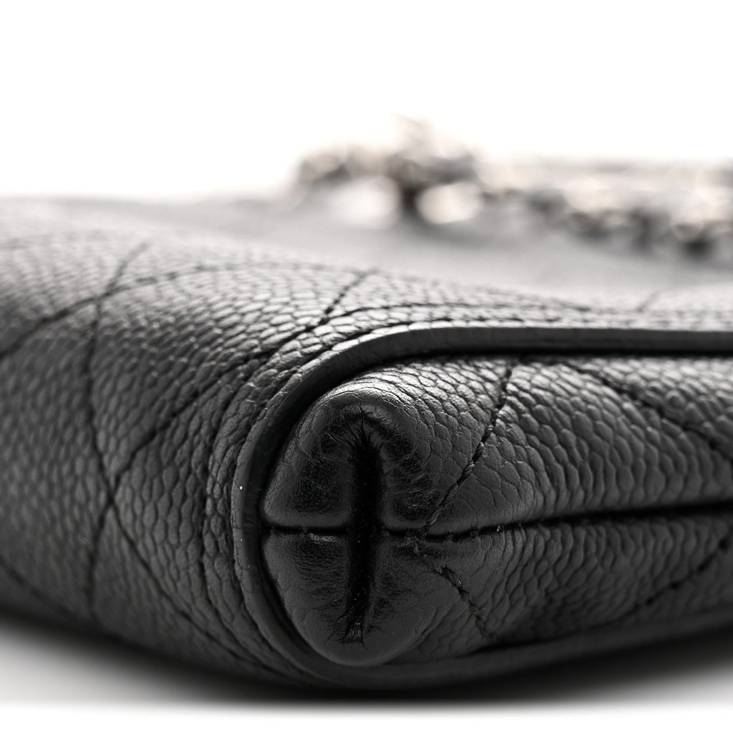 Caviar Stitched Small CC Pocket Shoulder Black