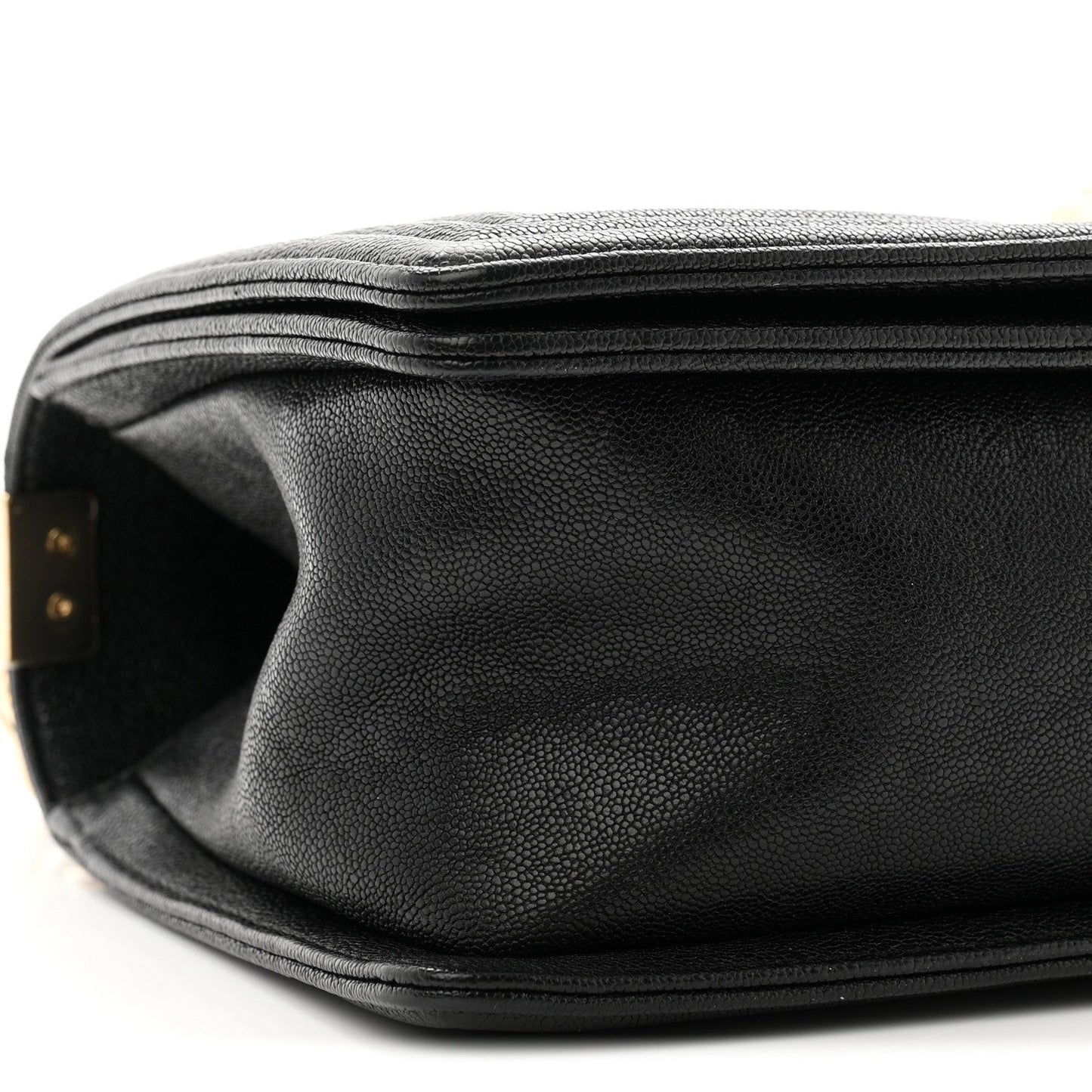 Iridescent Caviar Chevron Quilted Medium Boy Flap Black